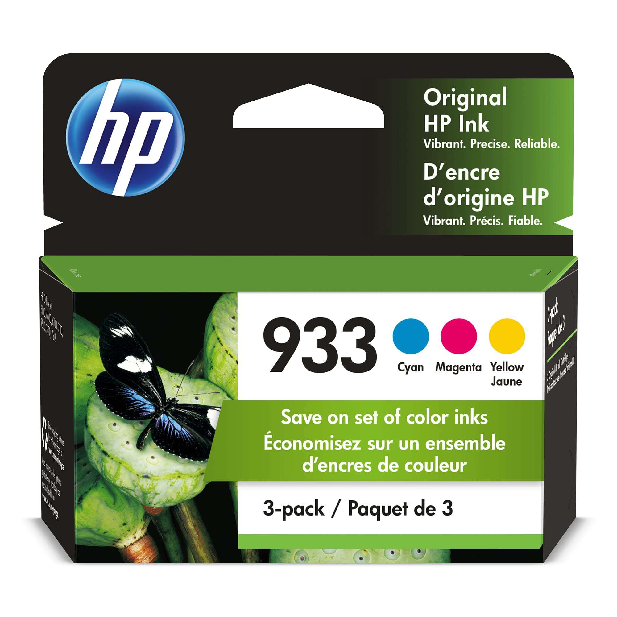 HP 933 Cyan, Magenta, Yellow Ink Cartridges for HP Printers | Works with Printer Series: OfficeJet 6100, 6600, 6700, 7110, 7510, 7610 | N9H56FN 1
