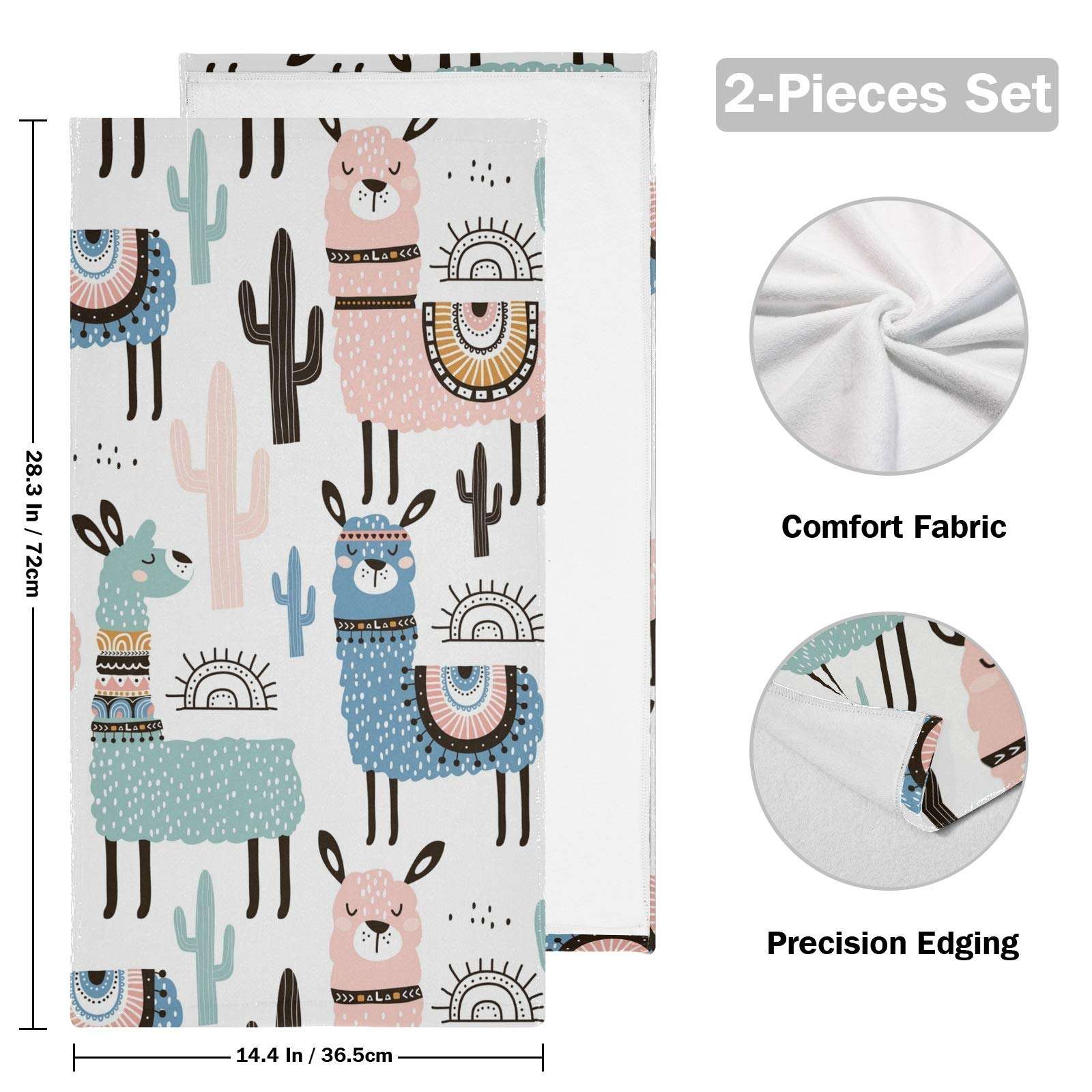 Llama Cactus Hand Towels Chic Cacti Alpaca Towel Set of 2 Animals Small Bath Towels Soft Guest Face Towel Bathroom Decorations Thin Kitchen Tea Dish Towels 14x28 in 2