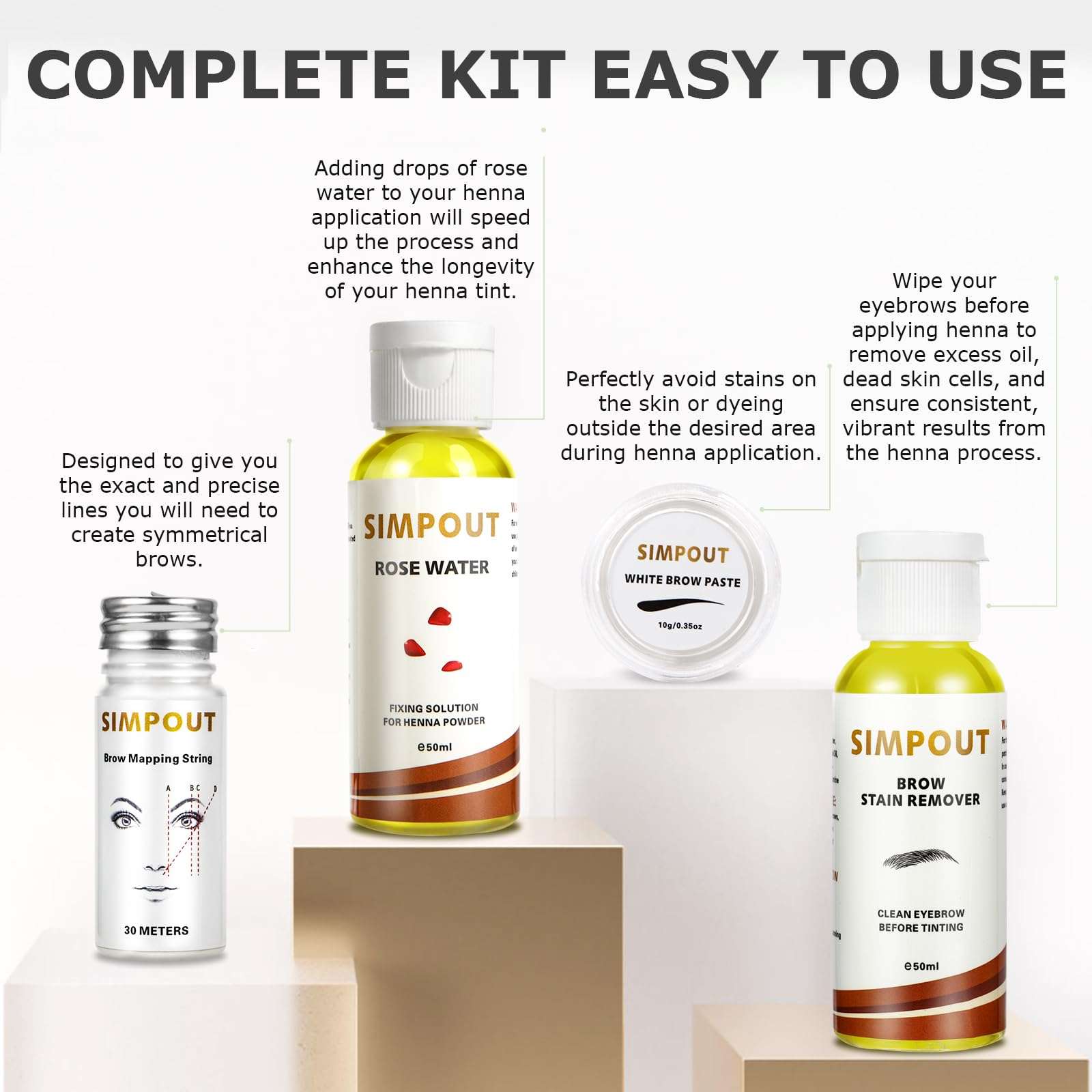 Simpout Henna Hair Kit - Professional Hair Spot Color Kit - Covers Grays and Roots -Natural Powder Kit at Home & Salon, Easy to Use(Black) 5