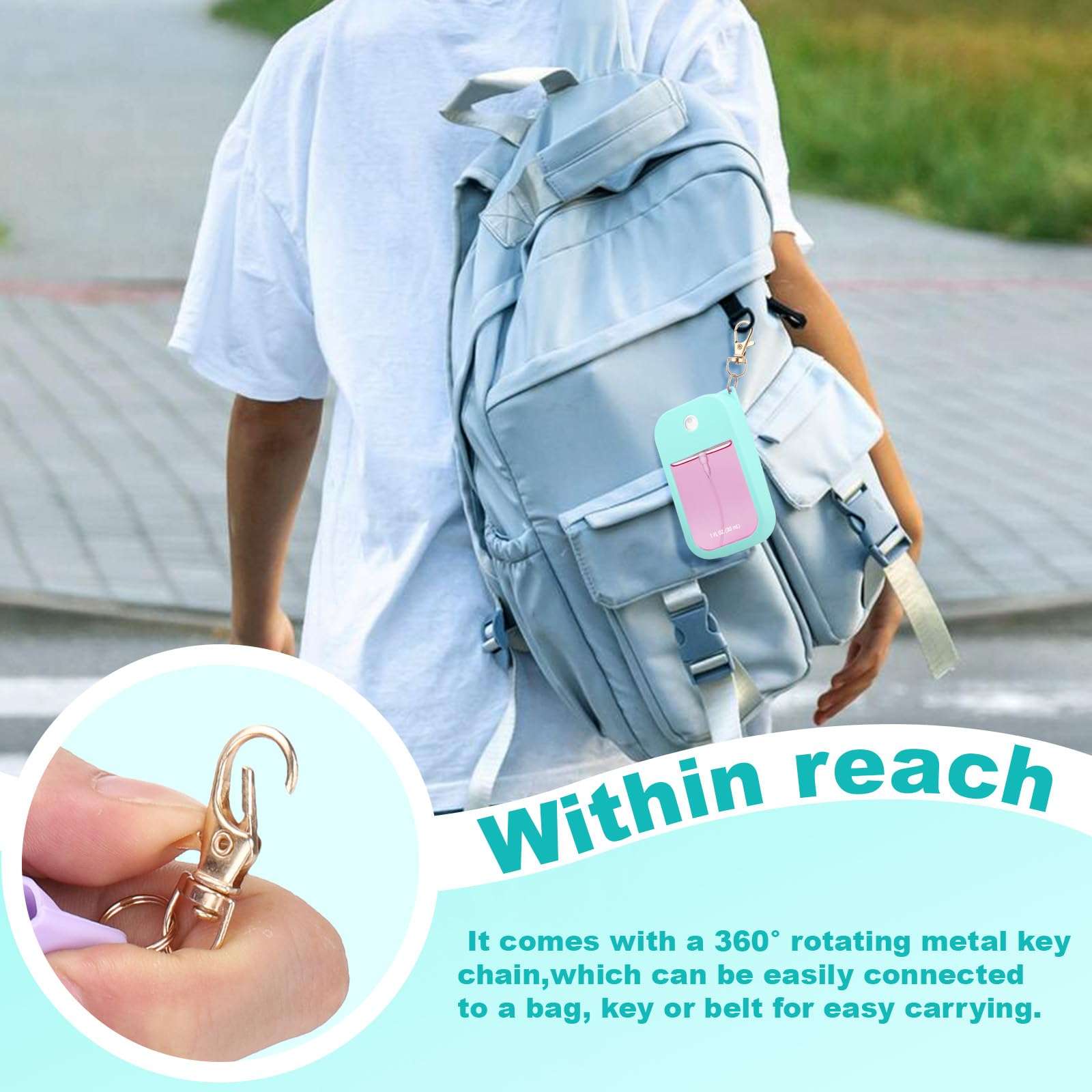 Palksky Hand Sanitizer Spray Case for Touchland,Protective Case with Keychain for Power Mist and Glow Mist1 fl oz(Blue),Travel Size for Women 6