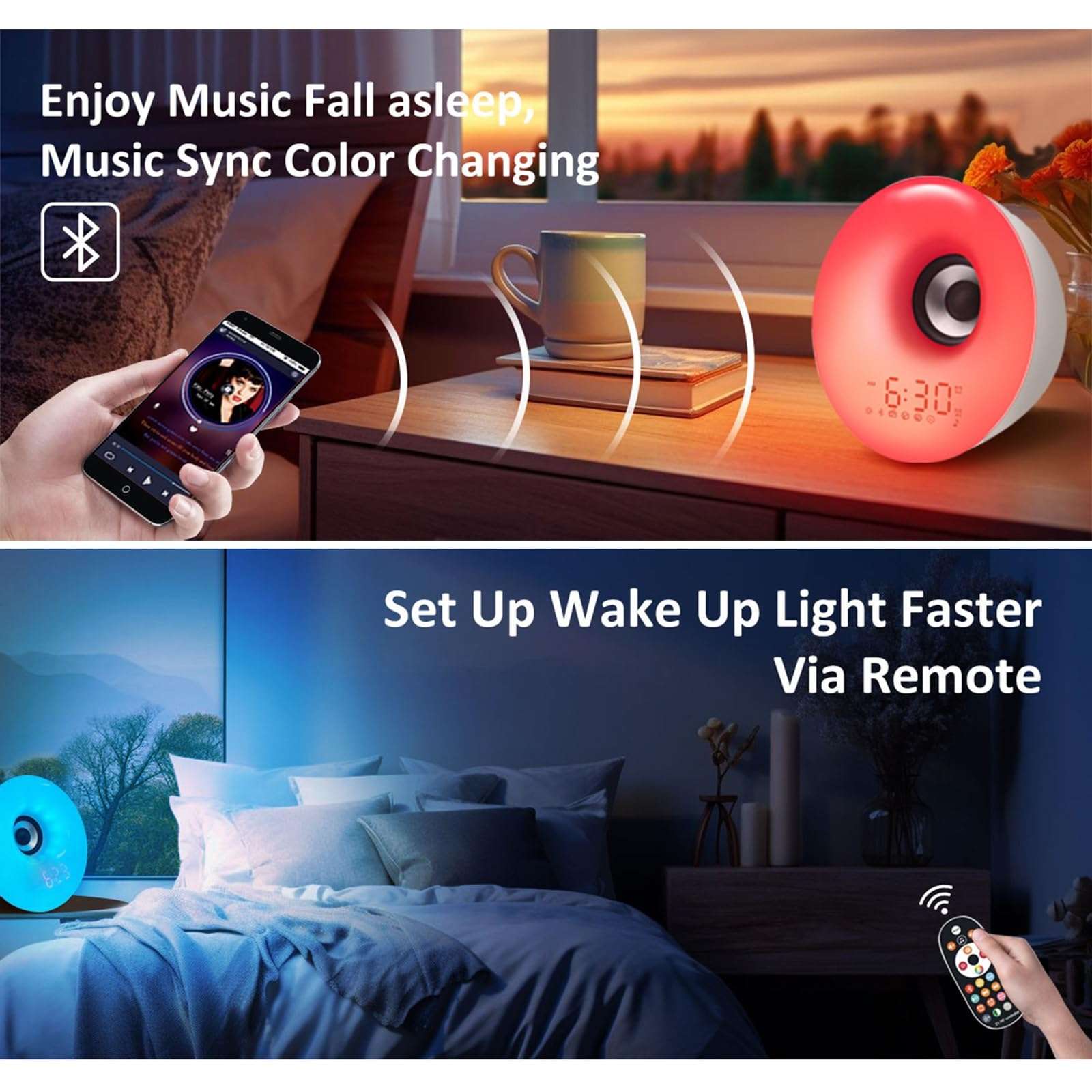 Sunrise Alarm Clock Wake Up Light with Sunrise/Sunset Simulation, Dual Alarms, Snooze Sleep Aid, FM Radio, Sleep Timer for Kids, Adults, Heavy Sleepers 5