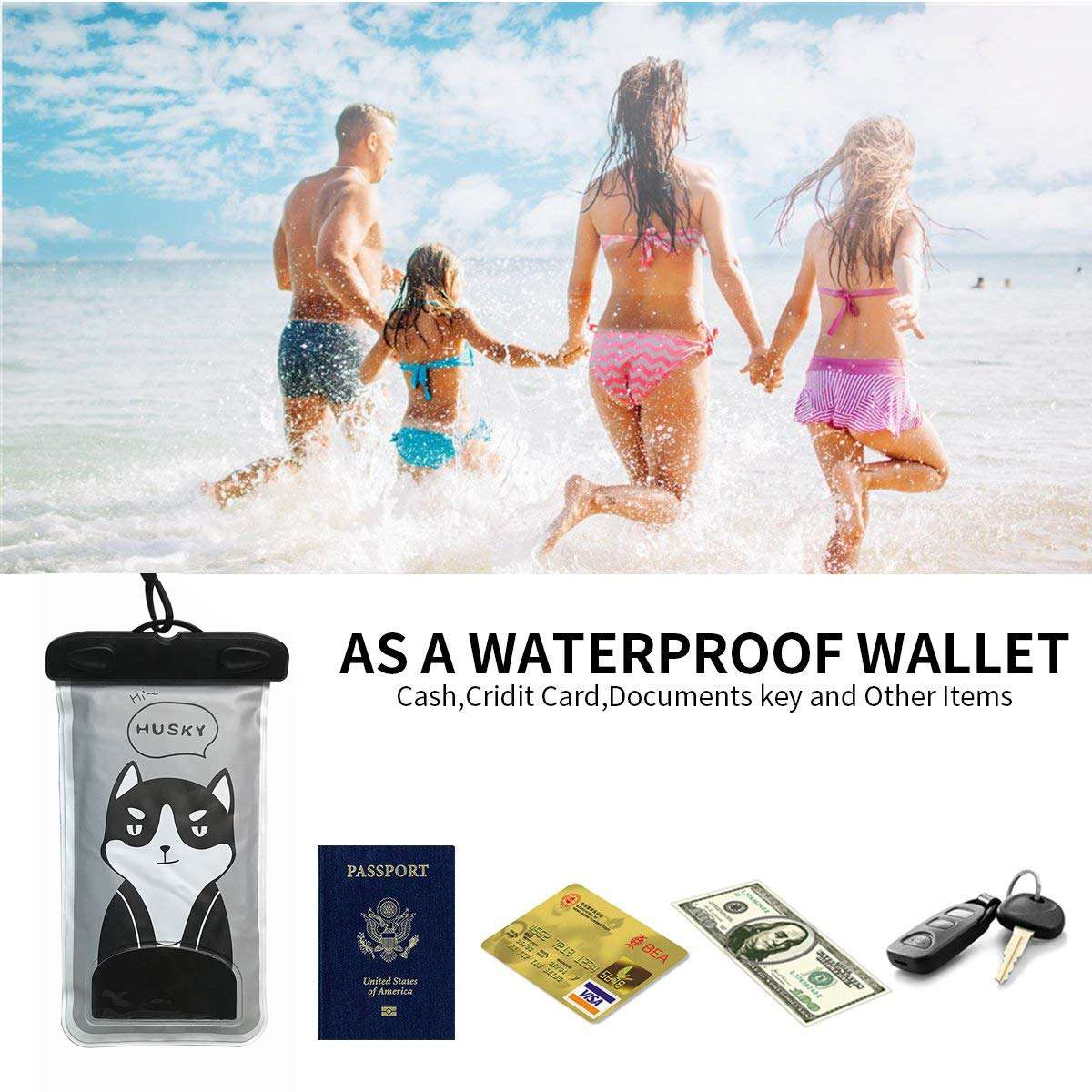 Green Cactus Waterproof Phone Case Pouch Case Universal Durable Underwater Case Dry Bags for 6 Inches Smartphone 4