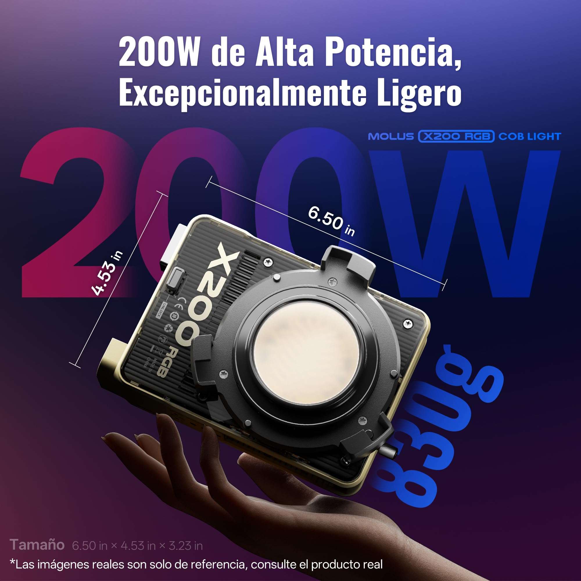 ZHIYUN MOLUS X200 RGB Standard 200W Video Light [Official] + 35"/90cm Octagonal Softbox Quick Release Bowens Mount Softbox Handheld Continuou Output Light Portable Professional Photography Lighting 5