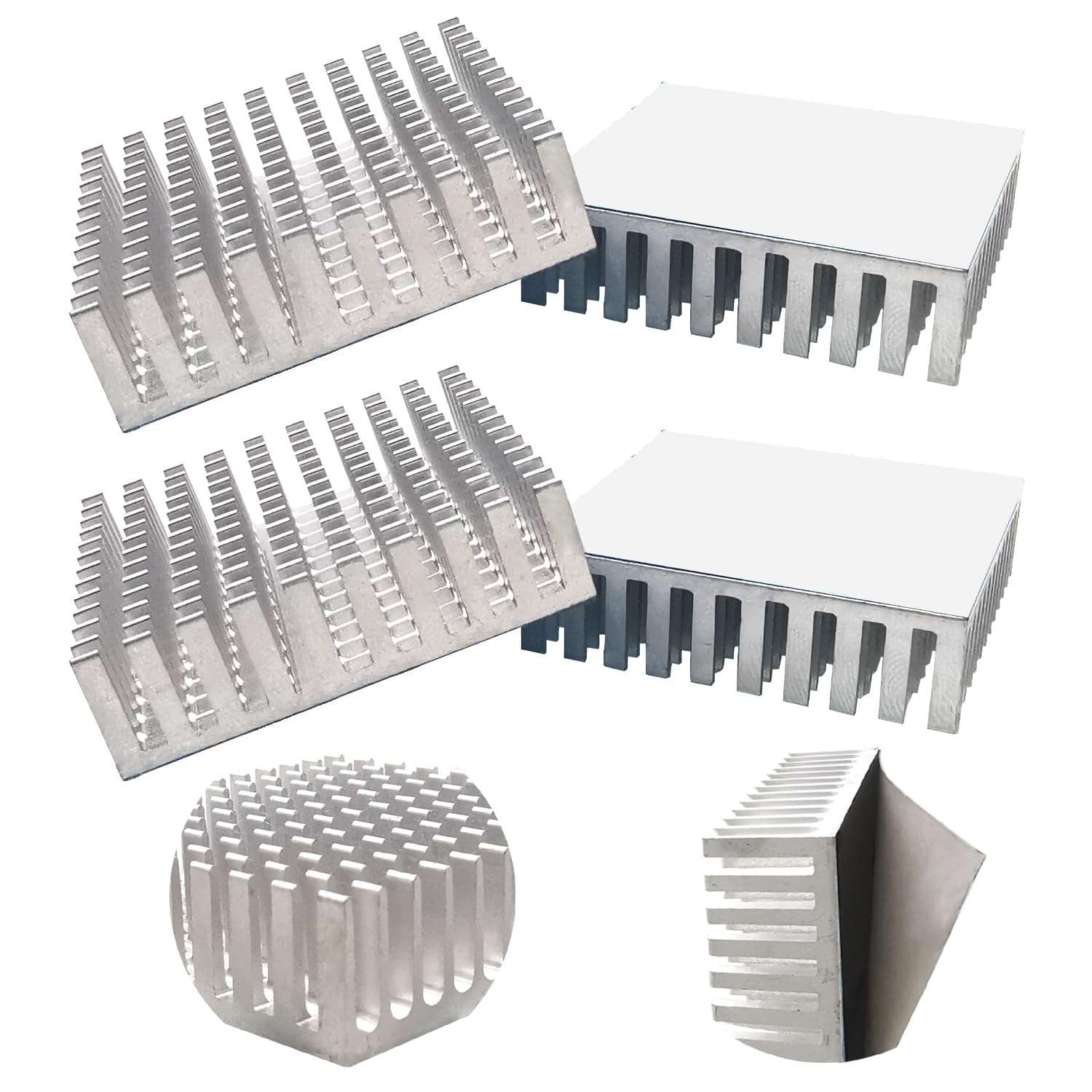 CTRICALVER 4 x Heat Sink 40 mm x 40 mm x 11 mm, Aluminium Heat Sinks with 3M Adhesive Tape (Silver)