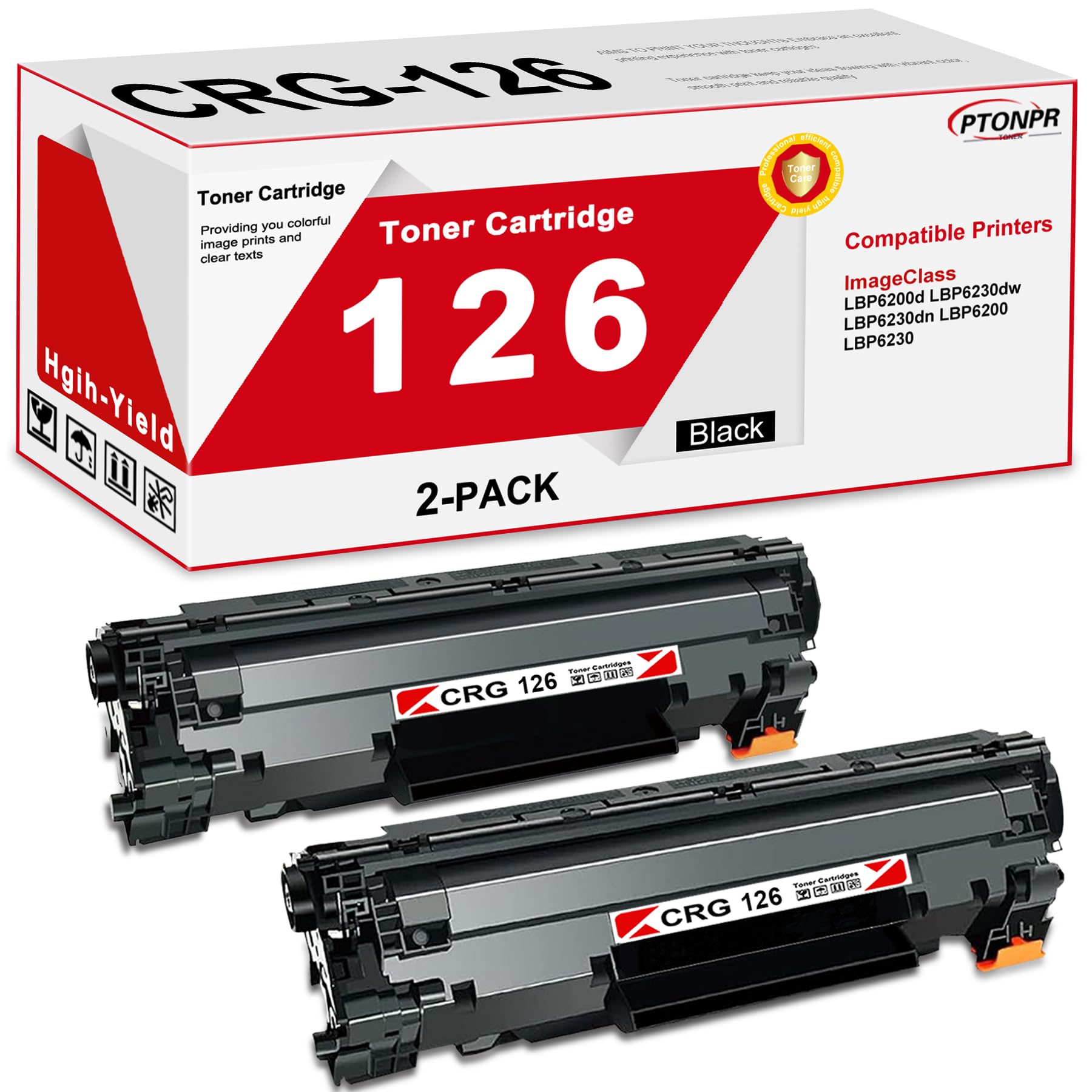 126 High-Yield Black Toner Cartridge 2-Pack Replacement for Canon 126 Toner Cartridge for ImageClass LBP6200d and LBP6230dw LBP-6230dn LBP-6230 Printers