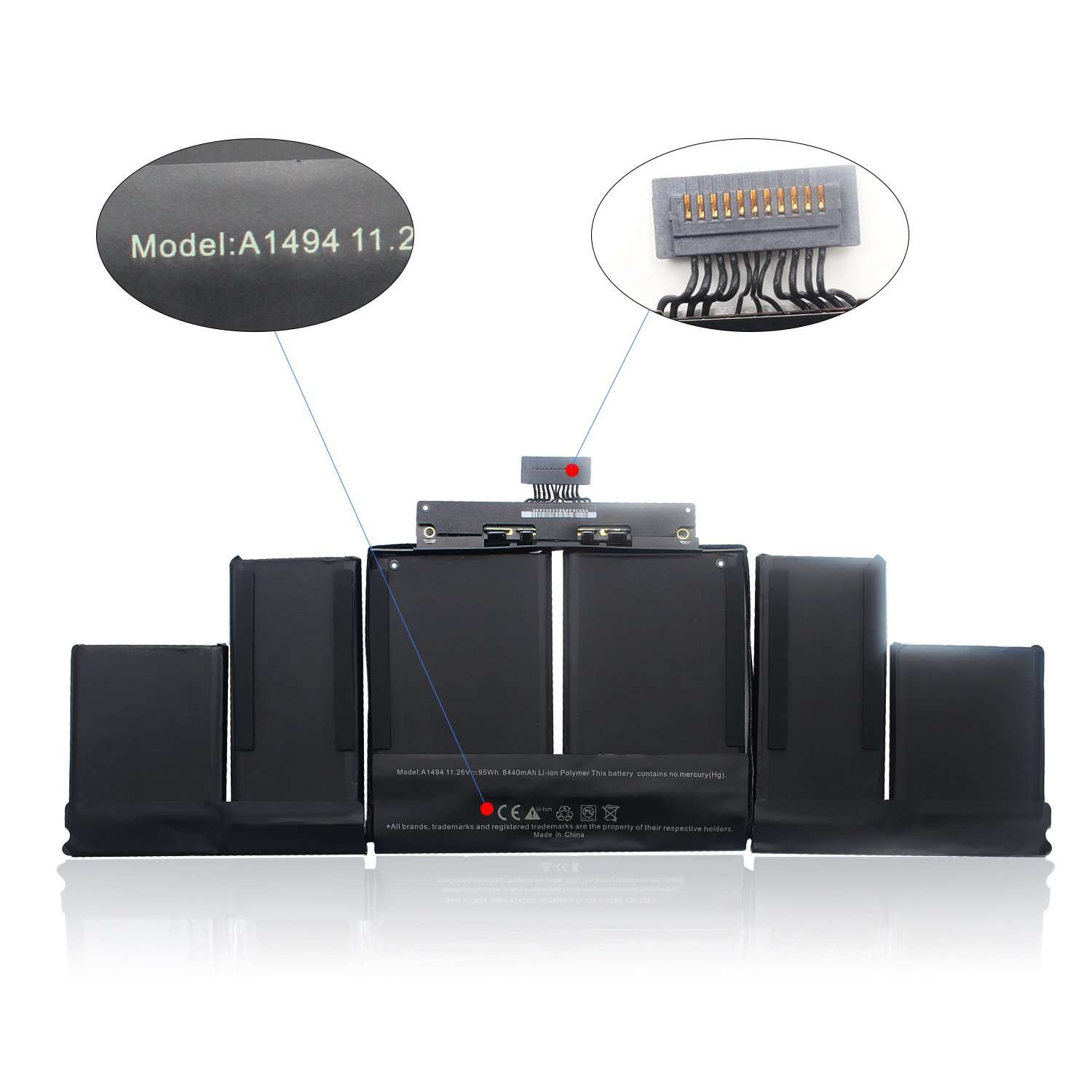 SWEALEER A1494 Laptop Battery Compatible with A1398 MacBook Pro 15 inch Retina Notebook (Only fit Late 2013 Mid 2014 Version) Replacement ME293 ME294 [Li-ion 6 Cell 11.26V 95Wh A1494] 4