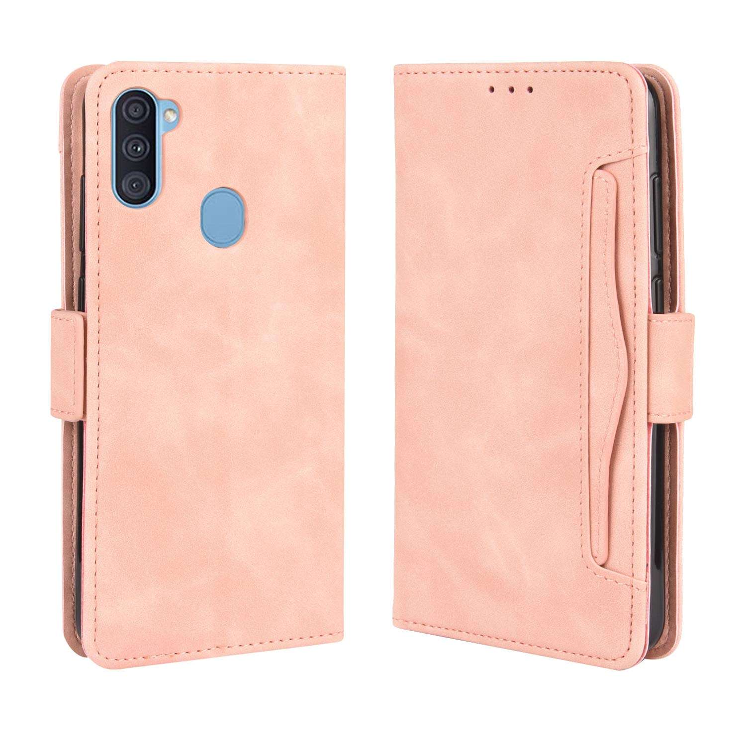 FengXinZi Compatible with Samsung Galaxy A11 Wallet Case with Card Holder, ID Credit Card Slots Anti-Scratch Shockproof Protective, Heavy Duty Premium PU Leather Stand Kickstand samsunga11case Pink 2