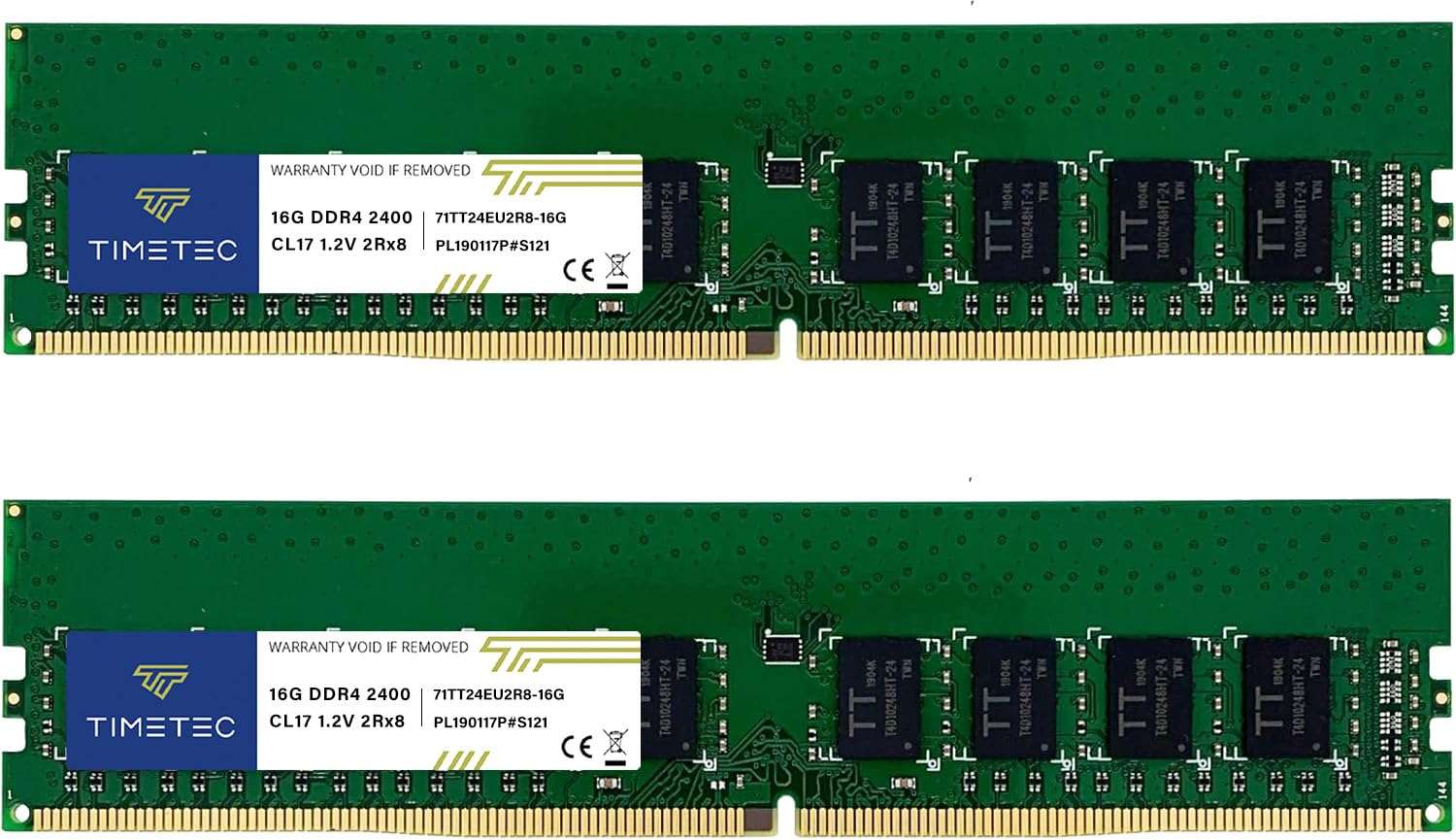 Timetec Hynix IC 32GB KIT (2x16GB) DDR4 2400MHz PC4-19200 Unbuffered ECC 1.2V CL17 2Rx8 Dual Rank 288 Pin UDIMM Server Memory RAM Module Upgrade (32GB KIT (2x16GB)) 1