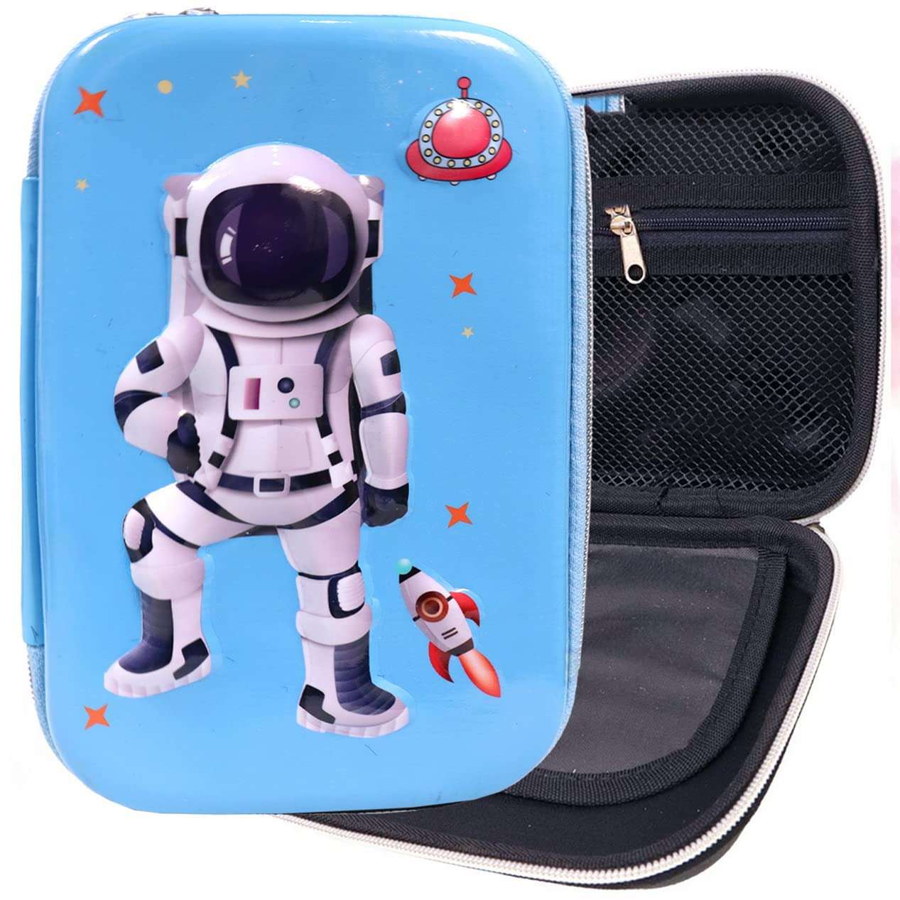 Funcart Astronaut Theme Sky Blue Zipper Stationery Box 1