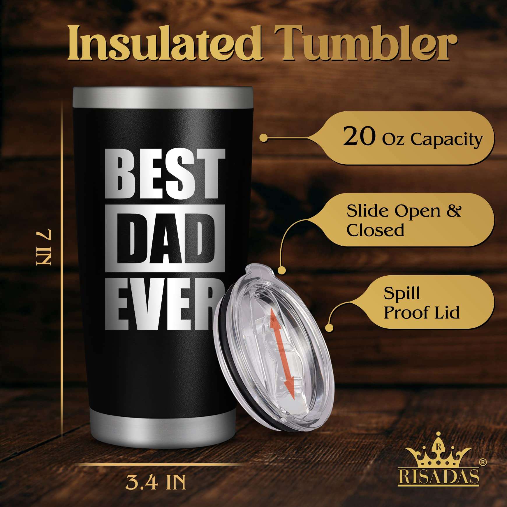 Fathers Day Gift for Dad - Gifts for Dad, Dad Gifts from Daughter Son - Birthday Gifts for Dad, Best Dad Ever Gifts - Fathers Day Gift Ideas for Dad Husband Men, 20 oz Tumbler 3