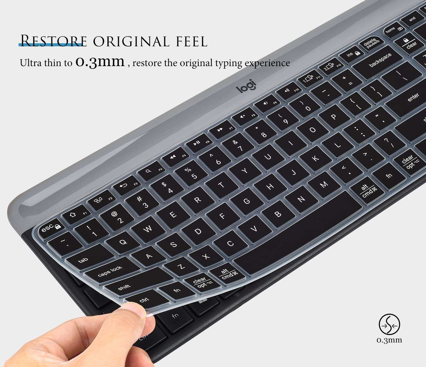 Keyboard Cover Skin for Logitech K580 Multi-Device Slim Wireless Keyboard, Logitech K580 Bluetooth Keyboard Protector - Black 4
