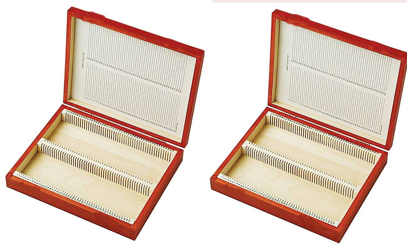 Labworld slide box 100 slides pack of 2 with index holder prepared microscope slides,side box plastic 1