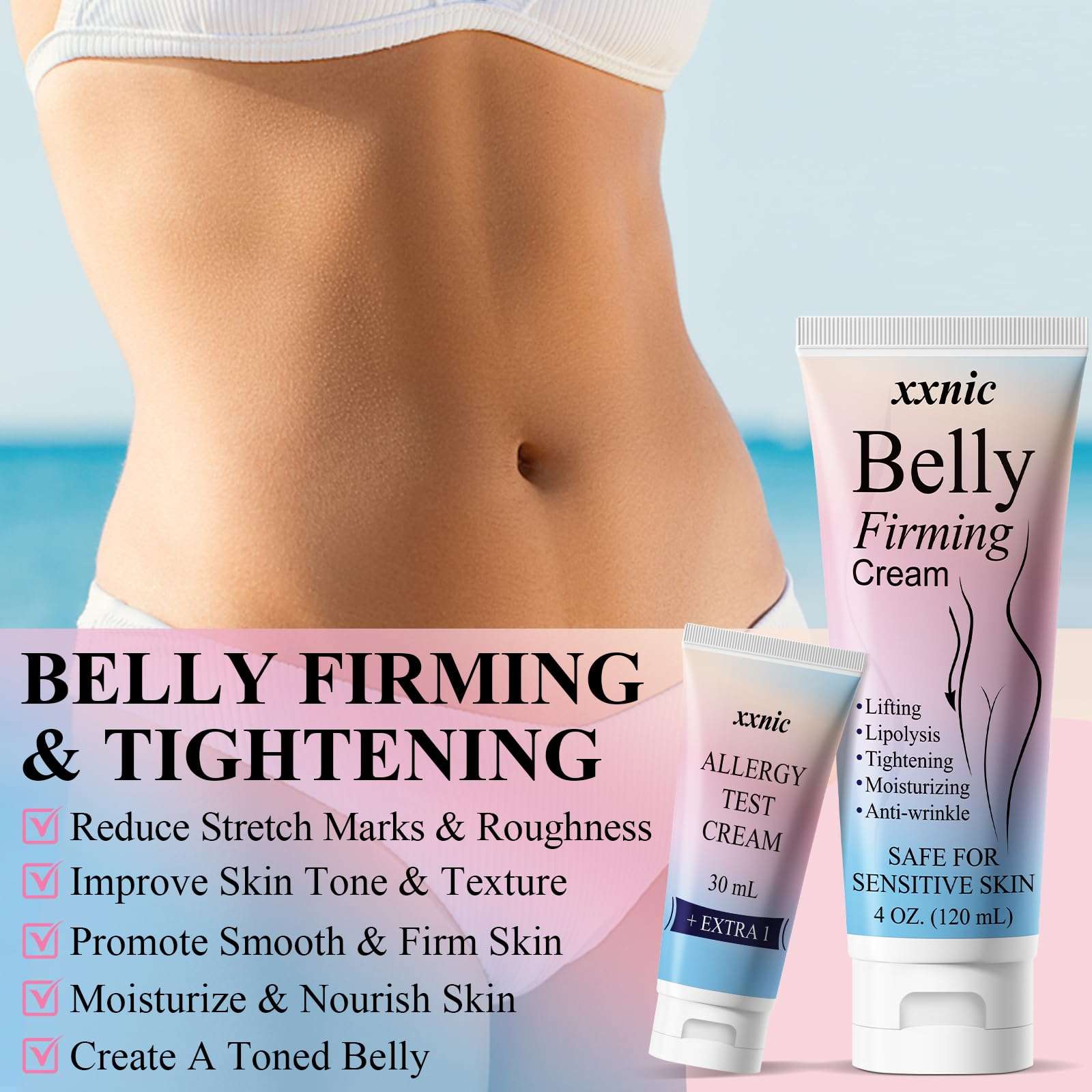 B Flat Belly Firming Cream, Skin Tightening Cream for Body, Skin Firming and Tightening Lotion for Belly, Arms, Thighs and Butt, Firming Body Lotion for Women & Men, 120+30ML 3