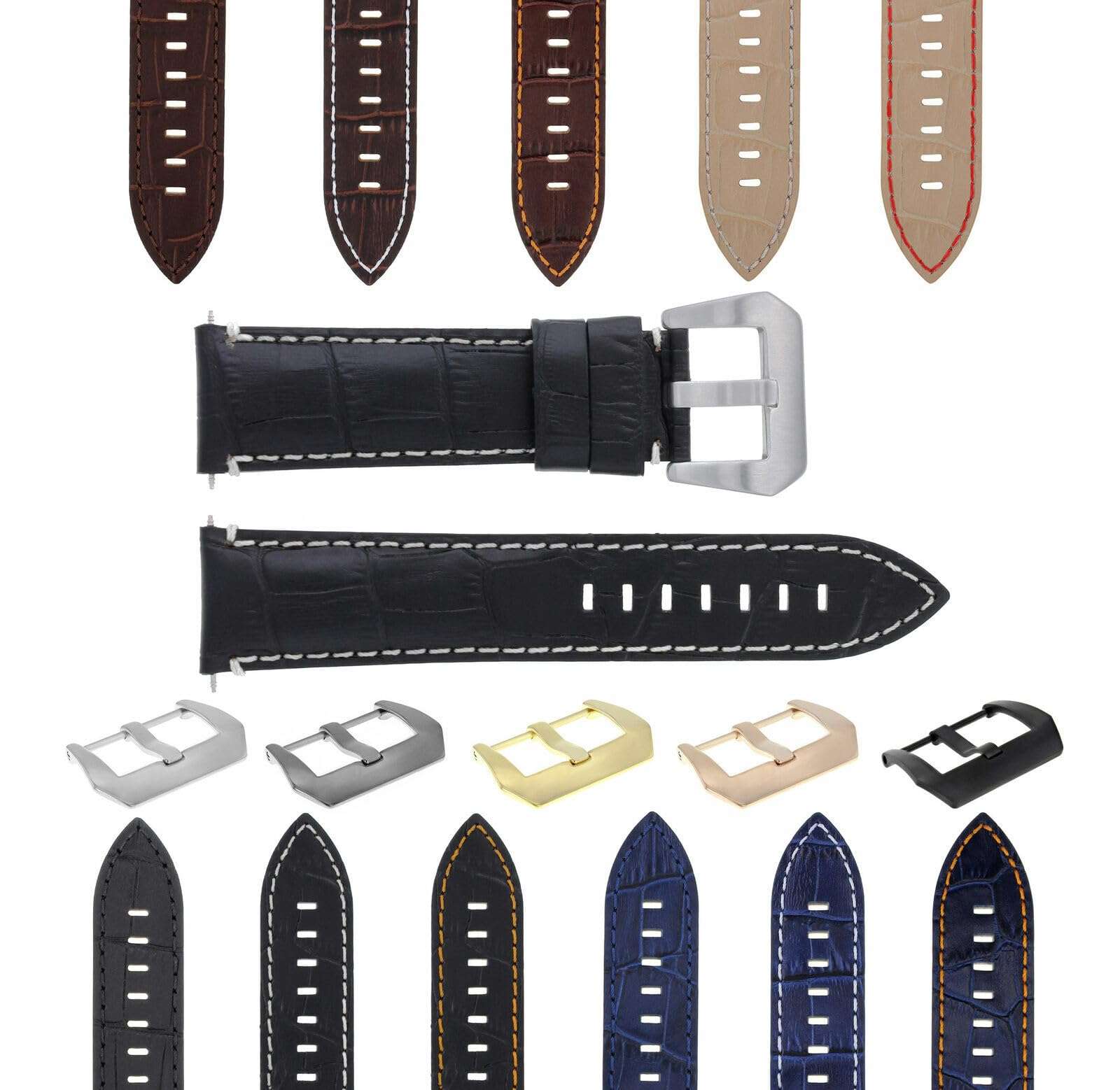 Ewatchparts 22-24mm Leather Watch Band Strap Compatible With Montblanc Timewalker Chrono Watch 1