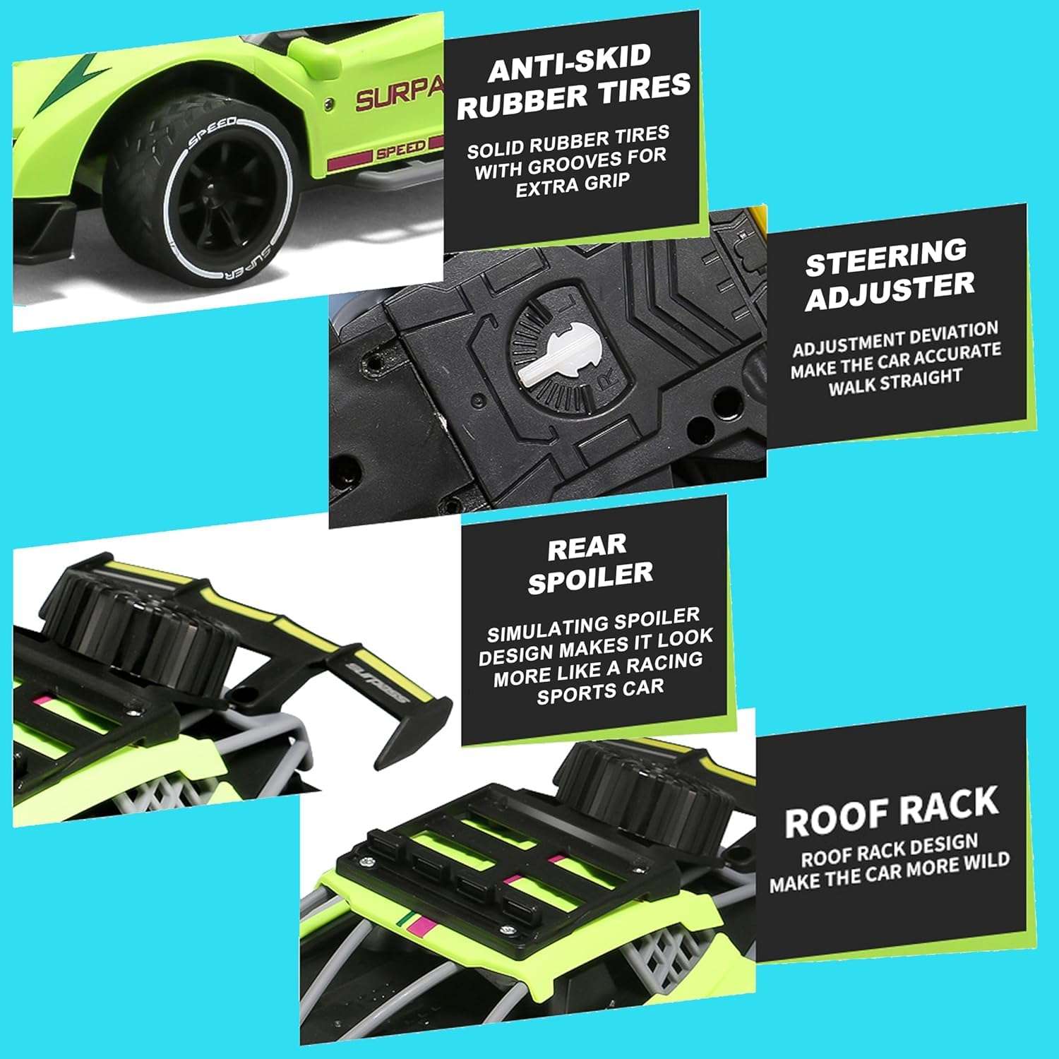 VGRASSP Rechargeable Racing Car Toy for Kids with 2.4 GHz Long Range Remote Control - 1:16 Scale Joystick RC Sports Vehicle - Color and Design As Per Stock 5