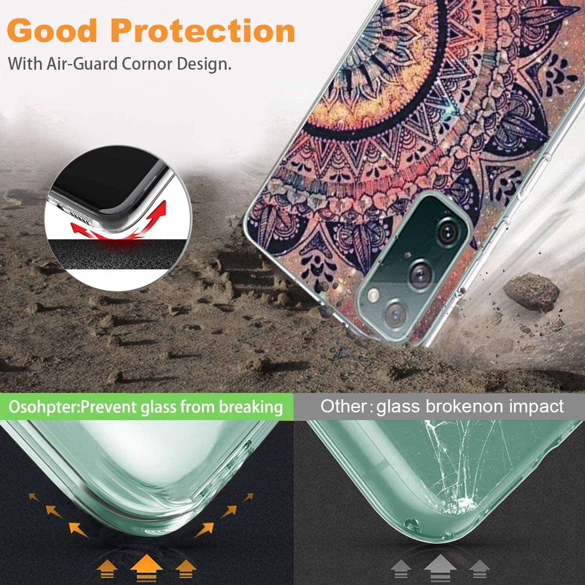 Galaxy S20 FE 5G Case Marble Cover Compatible with Samsung Galaxy S20 FE 5G Case Silicone TPU Gel Bumper Shockproof Case Mandala Pattern Phone Case for Samsung S20 FE 5G Case Women 6