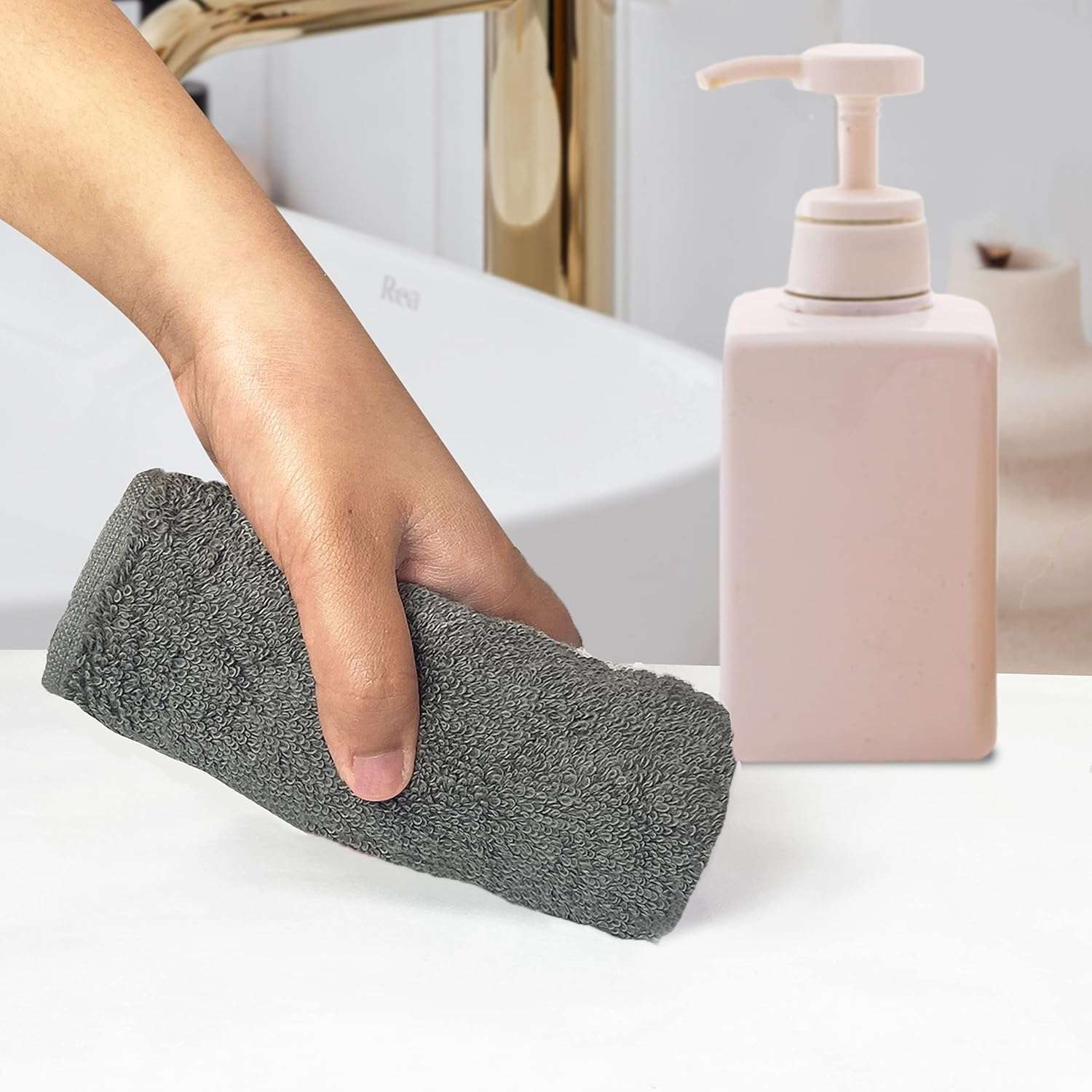 BINDIAN Microfiber Hand Towels Set of 4 Grey | 40x40 cm Soft Quick Dry Face Towels for Home, Gym, Travel, Kitchen, Cleaning | Super Absorbent, Lightweight, Reusable, Lint-Free, Skin-Friendly 6