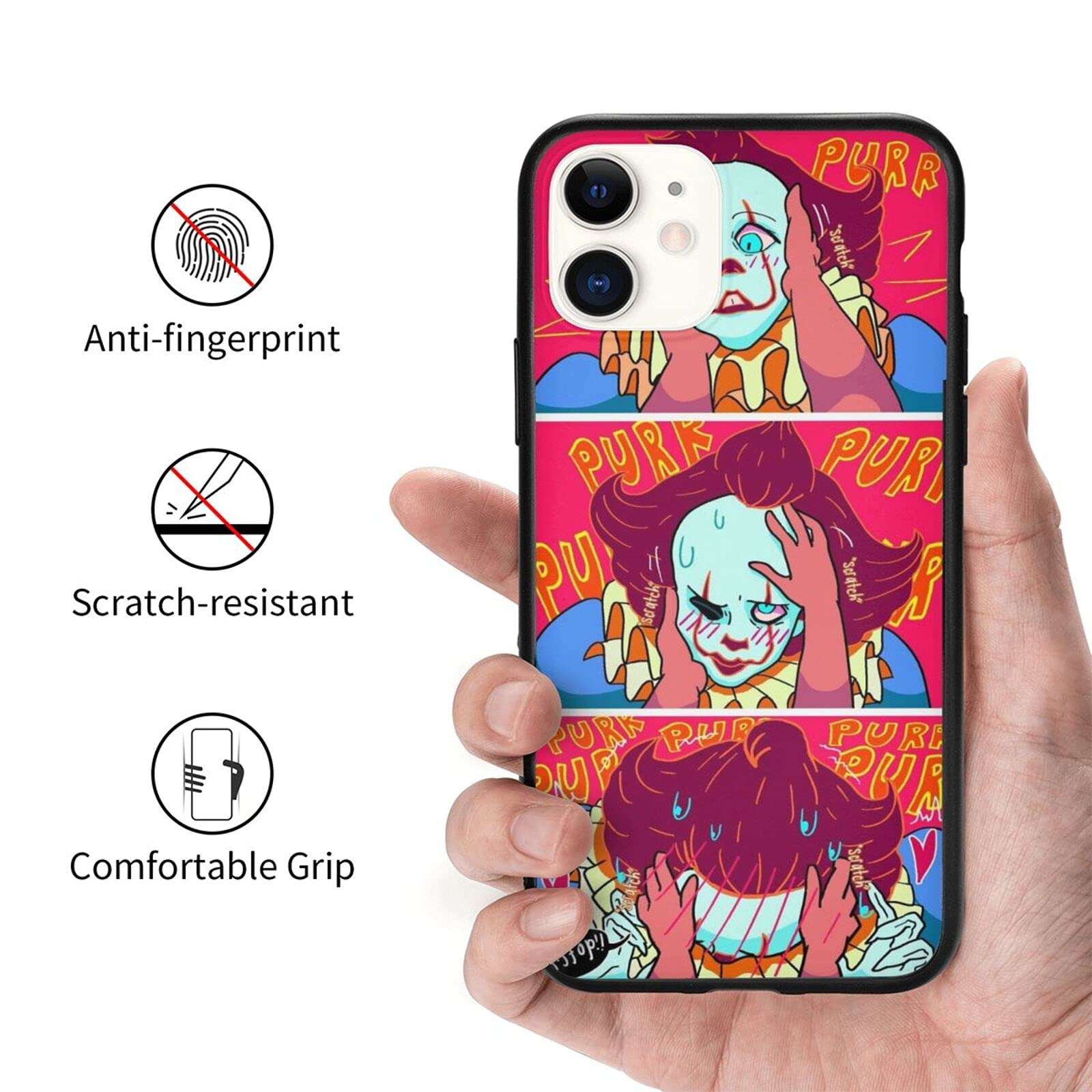 Phone Case Horror Movies Comics Anime Manga Soft,Protection Shockproof Water-Resistance Cover Non-Slip Liquid Silicone Gel Rubber Shell Full Cover 3