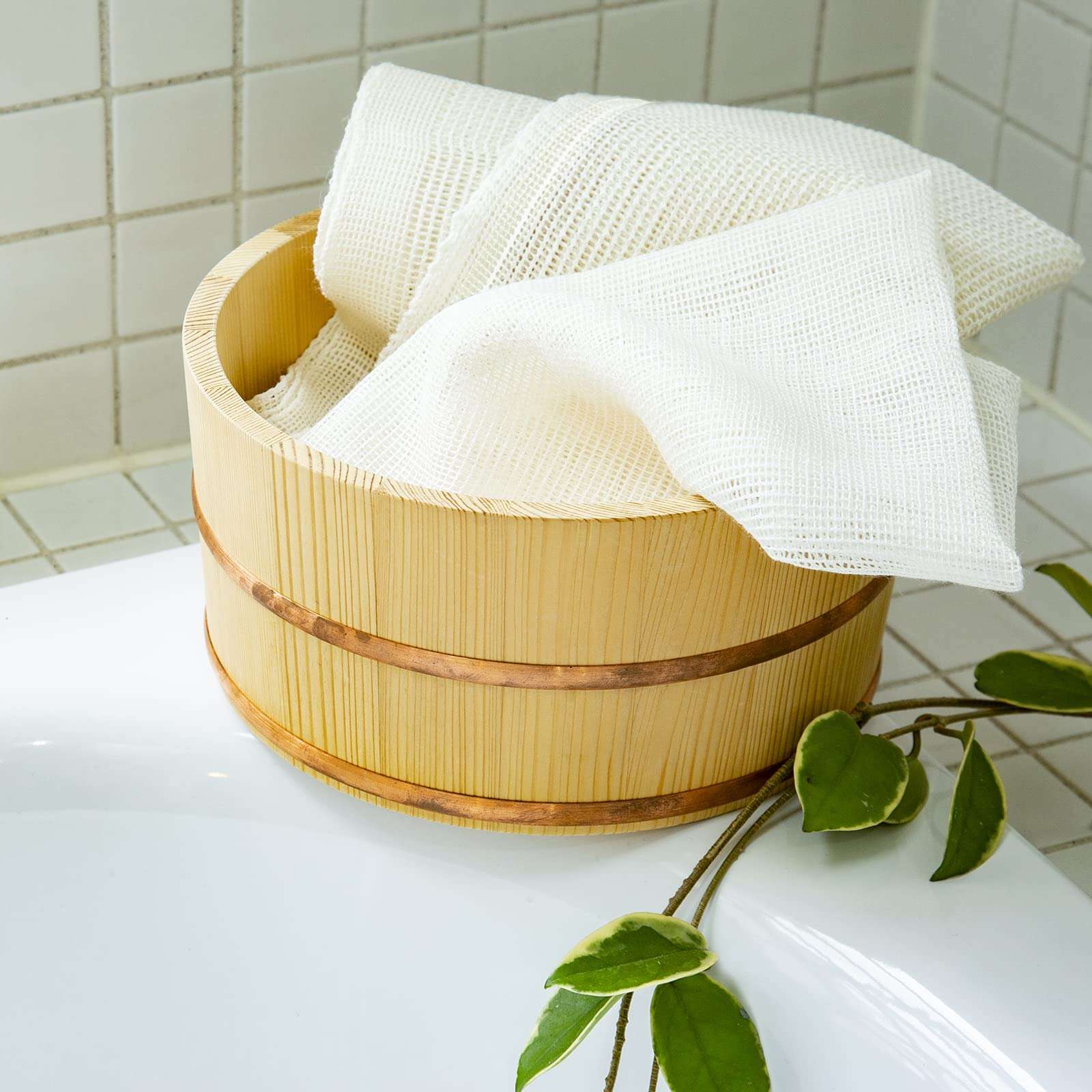 Japanese 100% Linen Towel Bath Scrubber - Medium - 16.54 x 39.37 in - White 5