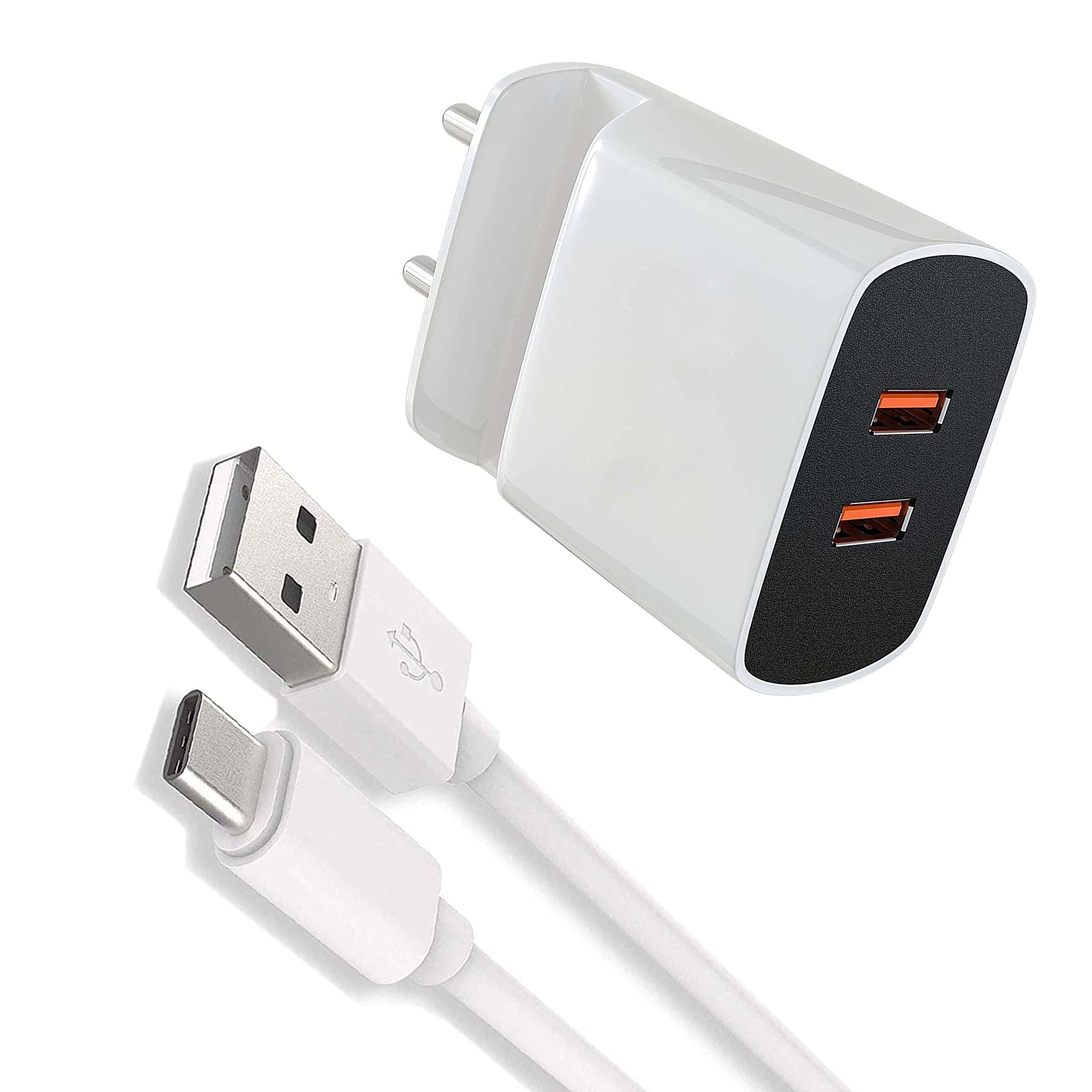 Fast Charger For Letv Le 1s Original Dual Port Charge 3.4Amp Mobile Charger with Inbuilt Mobile Stand, Dual USB Ports, Free Type-C USB Cable, Smart Protection System,Fast Charging & Data Transfer,Elements LED Indicator & Slot Holder KS2 (Charger Adapter With Mobile Stand , White) 1