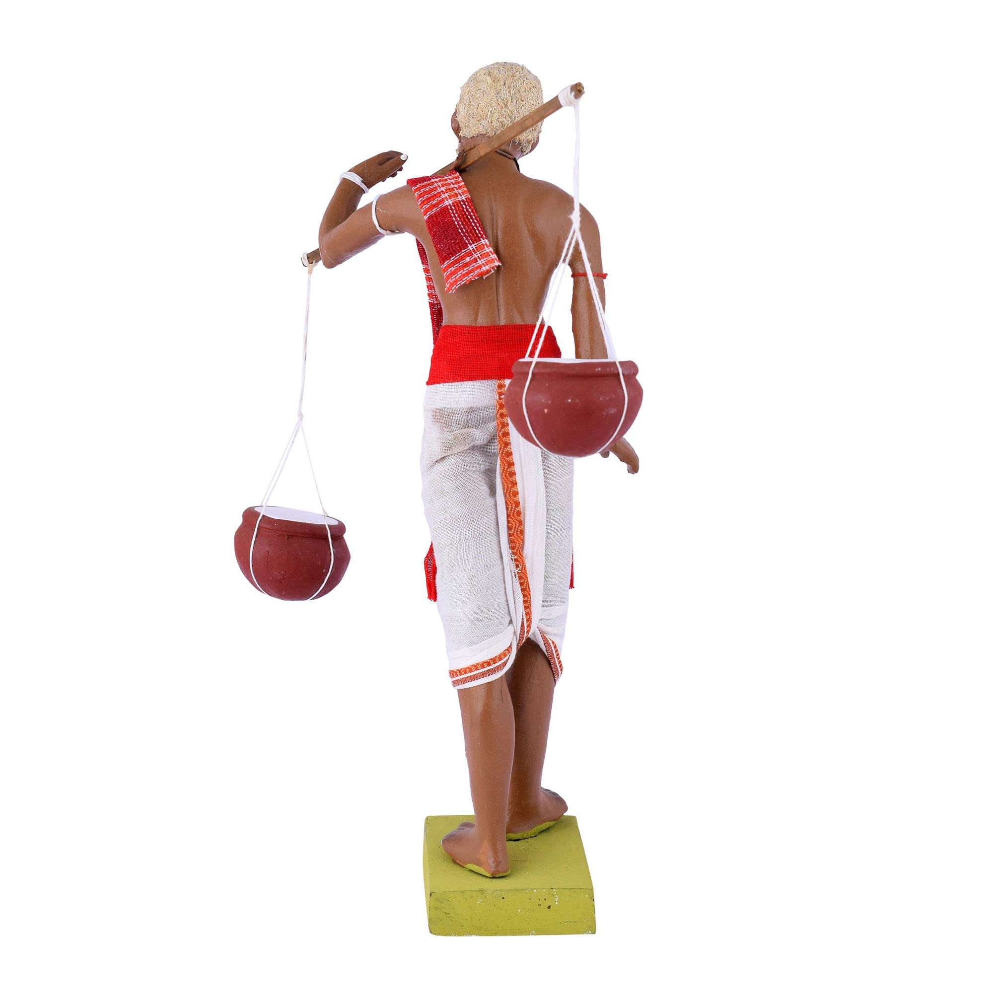 Mere Desh ki Mitti Handmade Clay Old Man Figure Selling Curd Village to Village Figure 11 Inch Gift & Home Décor, Table décor, Traditional Handicraft. 5