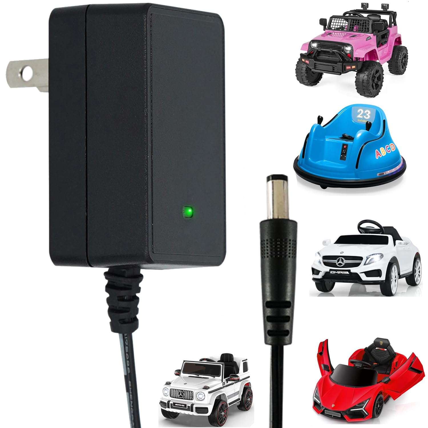 12V Charger for Kids Ride On Toys Car 12 Volt Battery Charger for Best Choice Products Wrangler SUV Jeep Kidzone Bumper Car Kid Trax Dynacraft ATV Quad Electric Vehicles Universa Power Adapter 2
