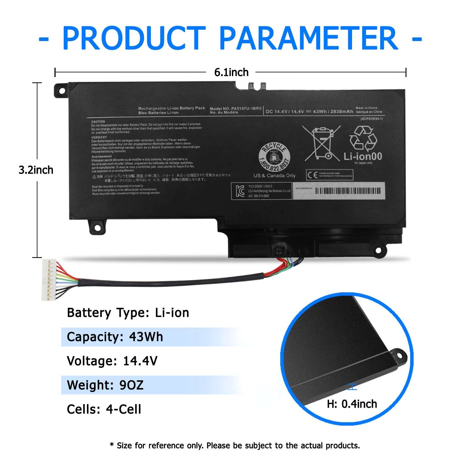 Yongerwy PA5107U-1BRS Laptop Battery for Toshiba Satellite L40d L45 L50 L55a L55d L55 P55 P55t S55 S55t L55-a5226 L55-a5284 L55t-a5290 P55t-a5116 P55t-a5118 P55t-a5202 P55-a5312 S55-a5295 2