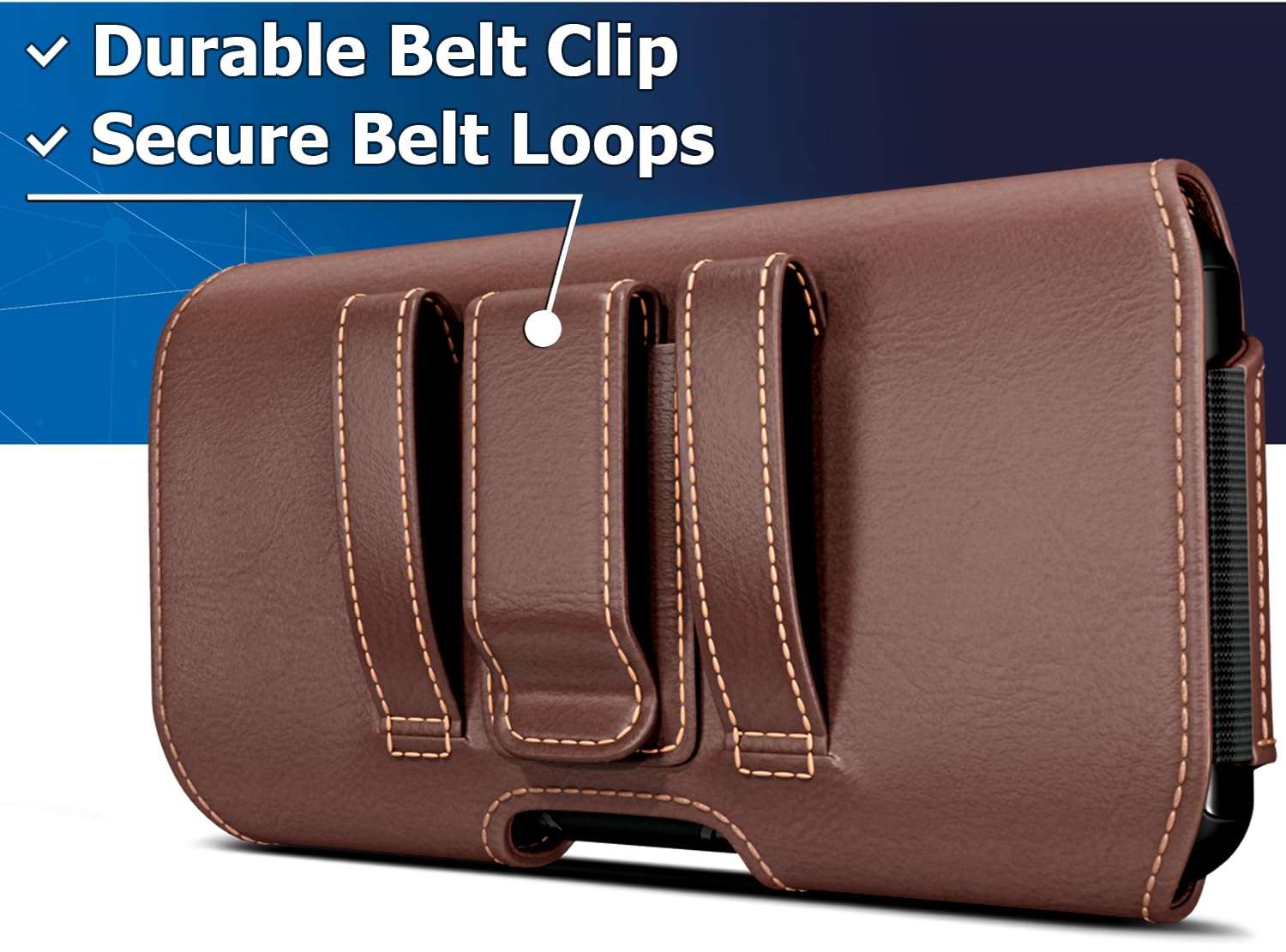 DeBin Holster for iPhone 17 17 Pro 16 16e 16 Pro 15, 15 Pro 14 13 12 11 X Xs 10 XR, Galaxy S25 S24 5G, S23, S22 - Cell Phone Belt Holder Clip Case Pouch Cover (Fit Cellphone with Case on) Black 2