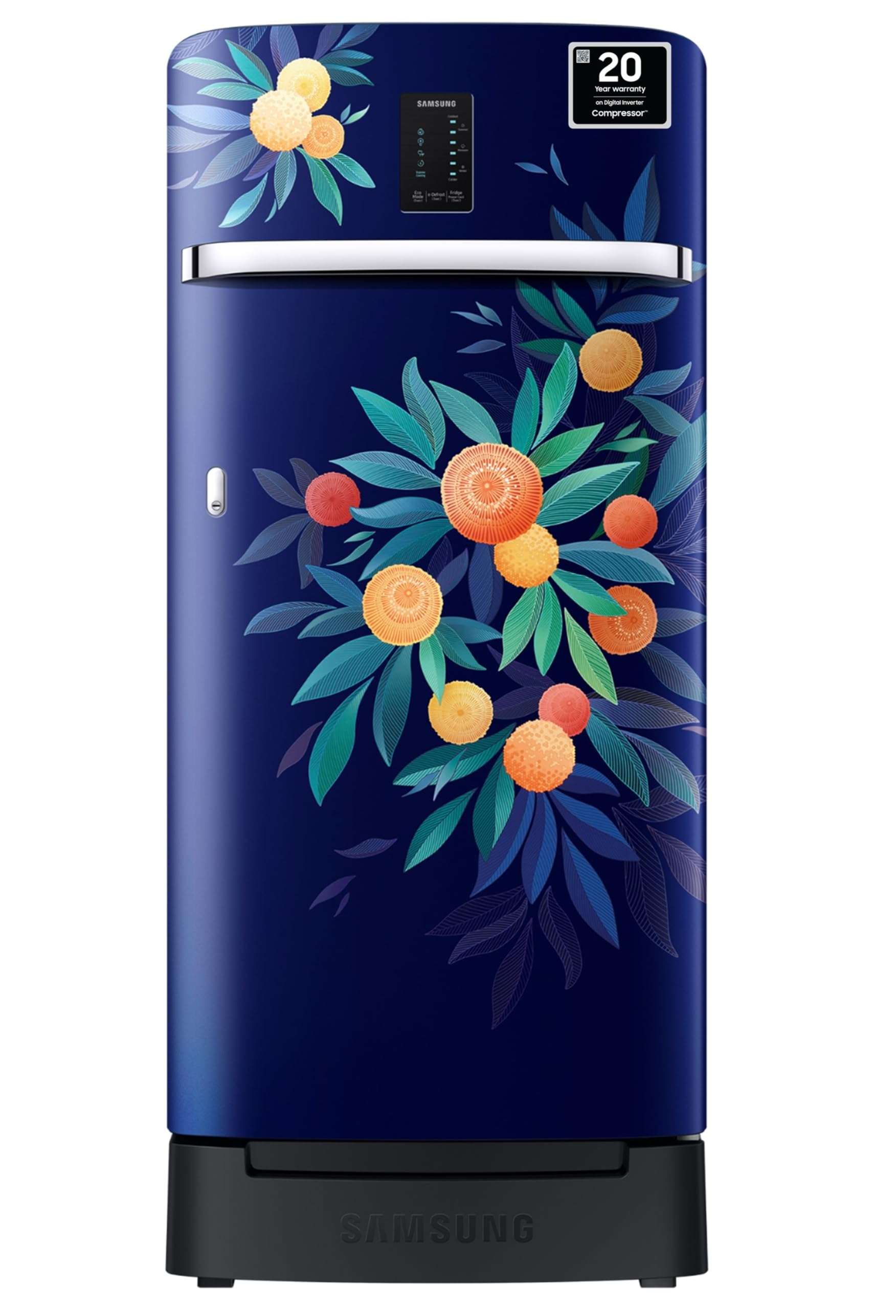 Samsung 189 L, 5 Star, Digi-Touch Cool Digital Inverter, with Display Direct-Cool Single Door Refrigerator (RR21C2F25NK/HL,Orange Blossom Blue, Base Stand Drawer, 2023 Model) 1