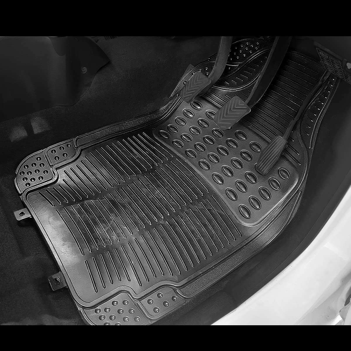 Kingsway Car Floor PVC Foot Mats Universal Use for Honda City, Model Year : 2003 - 2008, Color : Black, Set of 4 Pieces 4