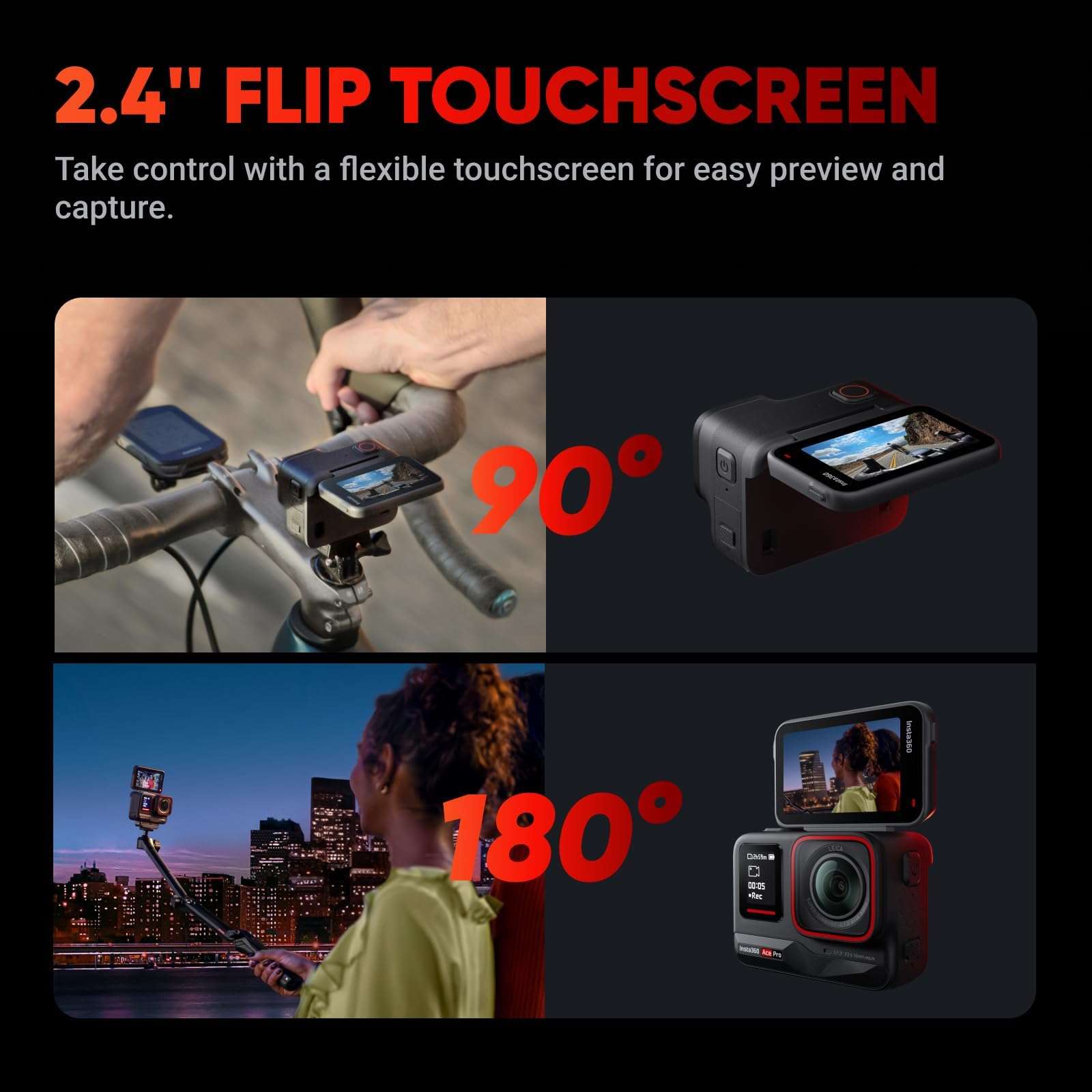 insta360 Ace Pro - 48 MP Waterproof Action Camera Co-Engineered with Leica, Flagship 1/1.3" Sensor and AI Noise Reduction for Unbeatable Image Quality, 4K120fps, 2.4" Flip Screen 6