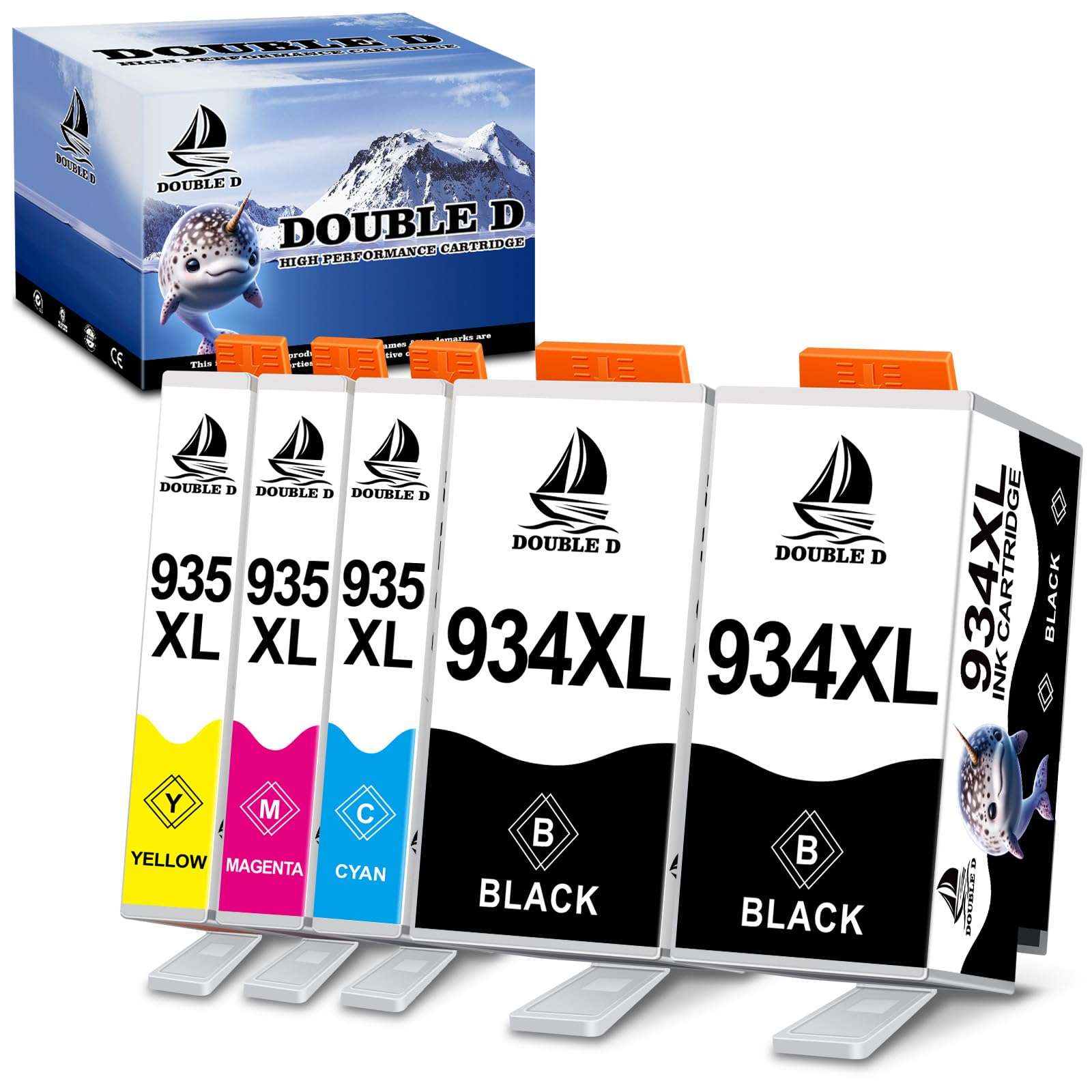 DOUBLE D 934 and 935 Ink Cartridges Compatible Replacement for HP 934XL 935XL for HP Officejet Pro 6830 6230 6815 6835 6812 6820 6220 6810 Printers (2 BK,1 C,1 M,1 Y, 5Pack) 1