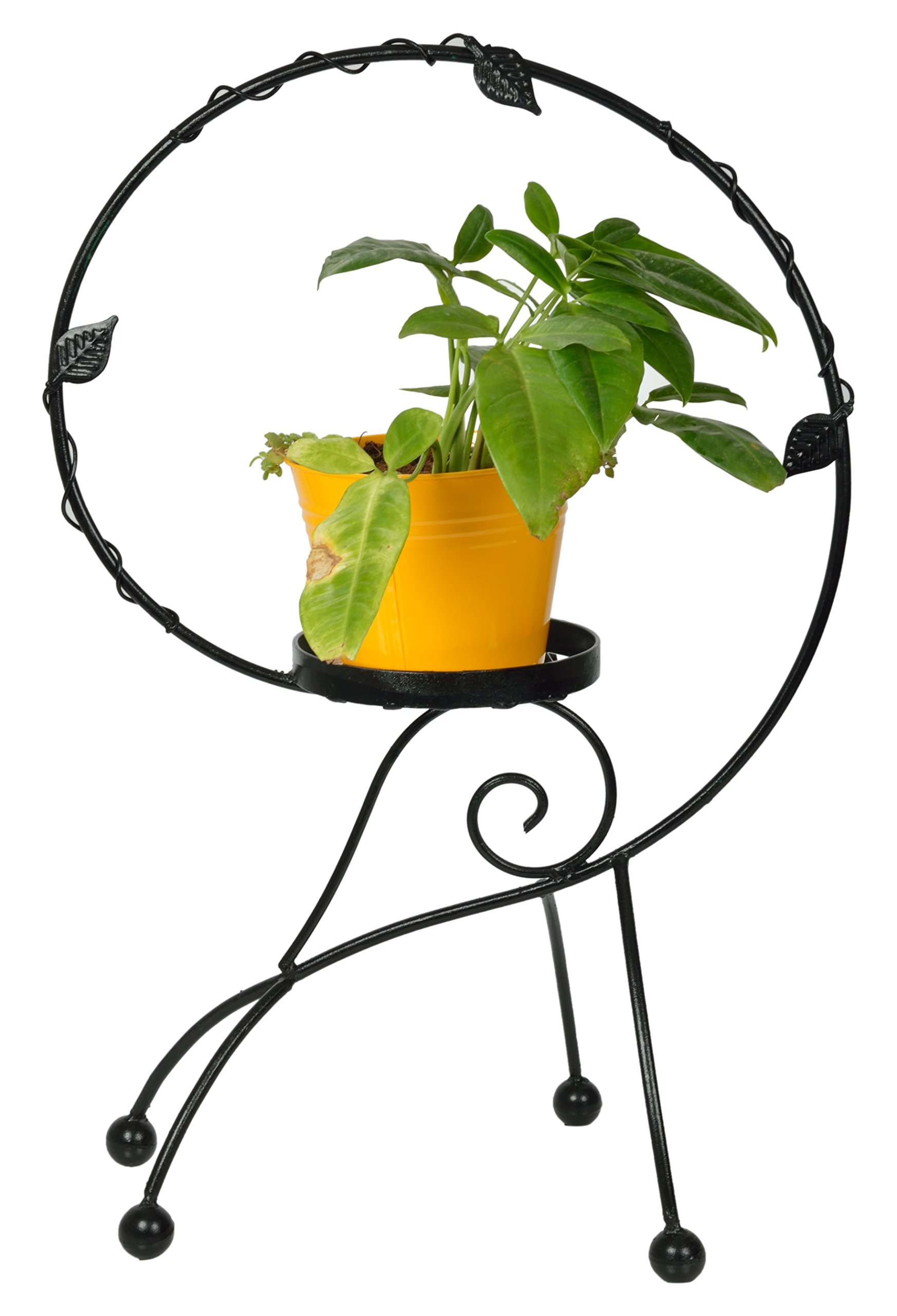 Green Gardenia Iron Snail Shape Plant Stand/Pot Stand with GI-Metal Planter -Yellow 1