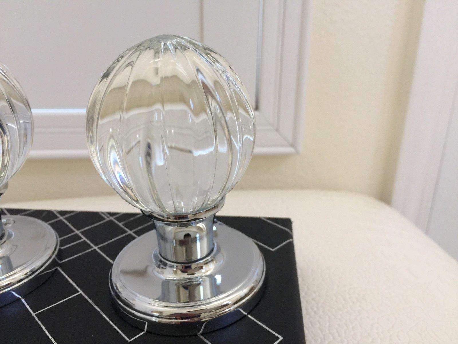 TAHARI HOME Set of 2 Door KNOBS Pull Mirror Crystal Glass Round Design 3