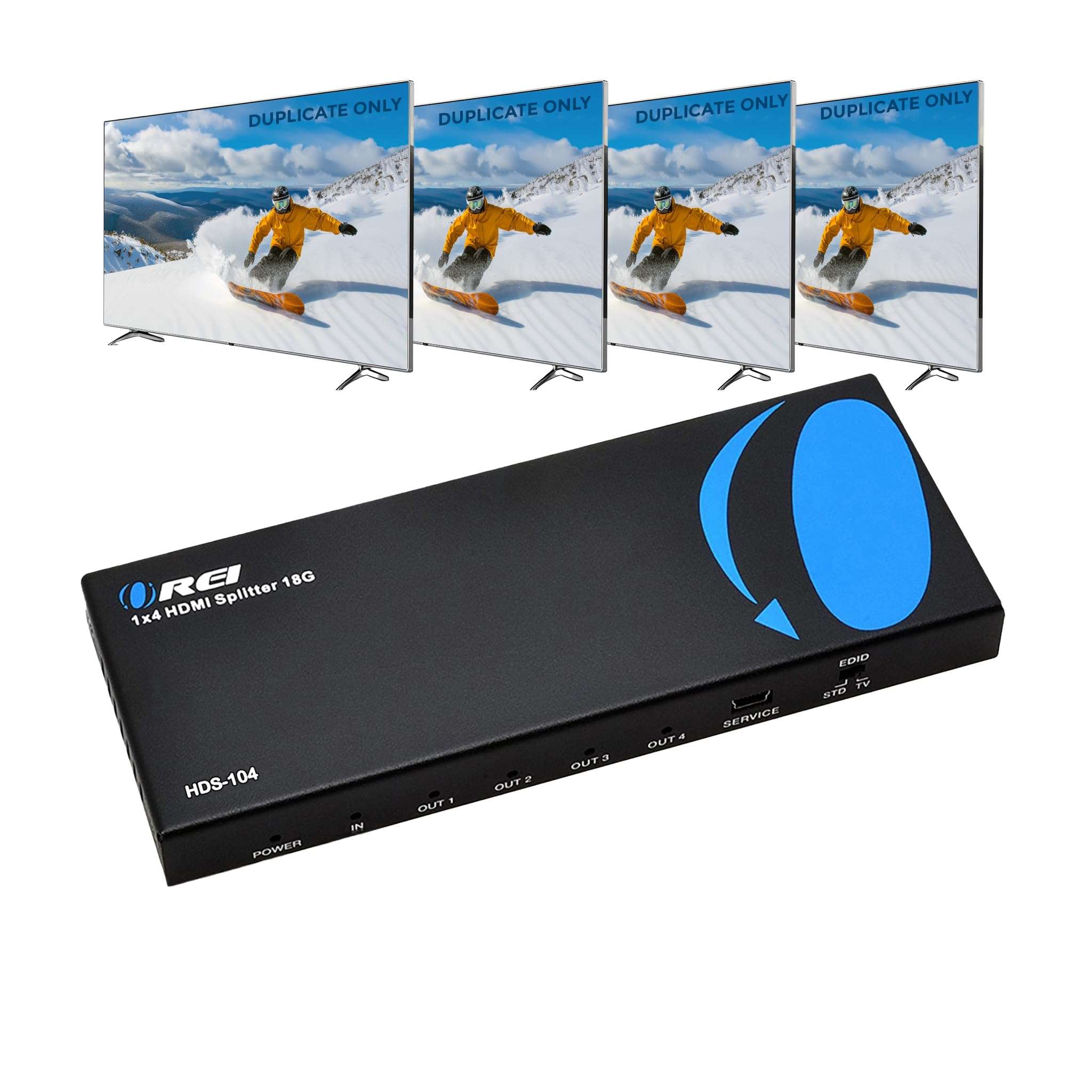 OREI HDMI Splitter 1 in 4 Out – 4K@60Hz HDMI 2.0 Splitter with HDCP 2.2, EDID Management, and LPCM/Dolby/DTS Audio Support – Compact Plug & Play Design 1