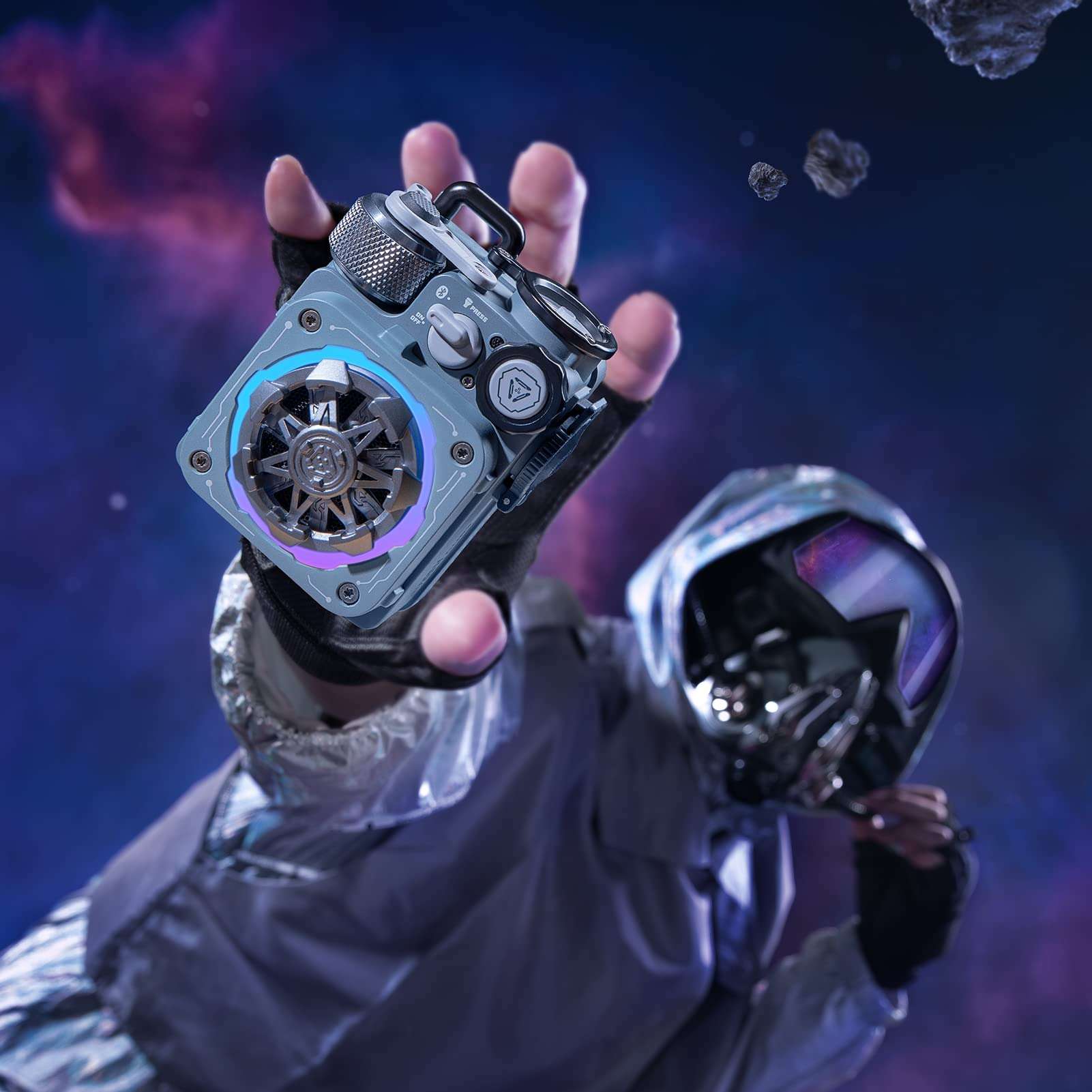 Muzen Cyber Cube-Pro Bluetooth Speaker, Bluetooth 5.0, Portable Speaker with Fidget Spinner, Crystal Clear Sound with RGB Led Light Wireless Speaker, Waterproof Speakers for Indoor Outdoor 4