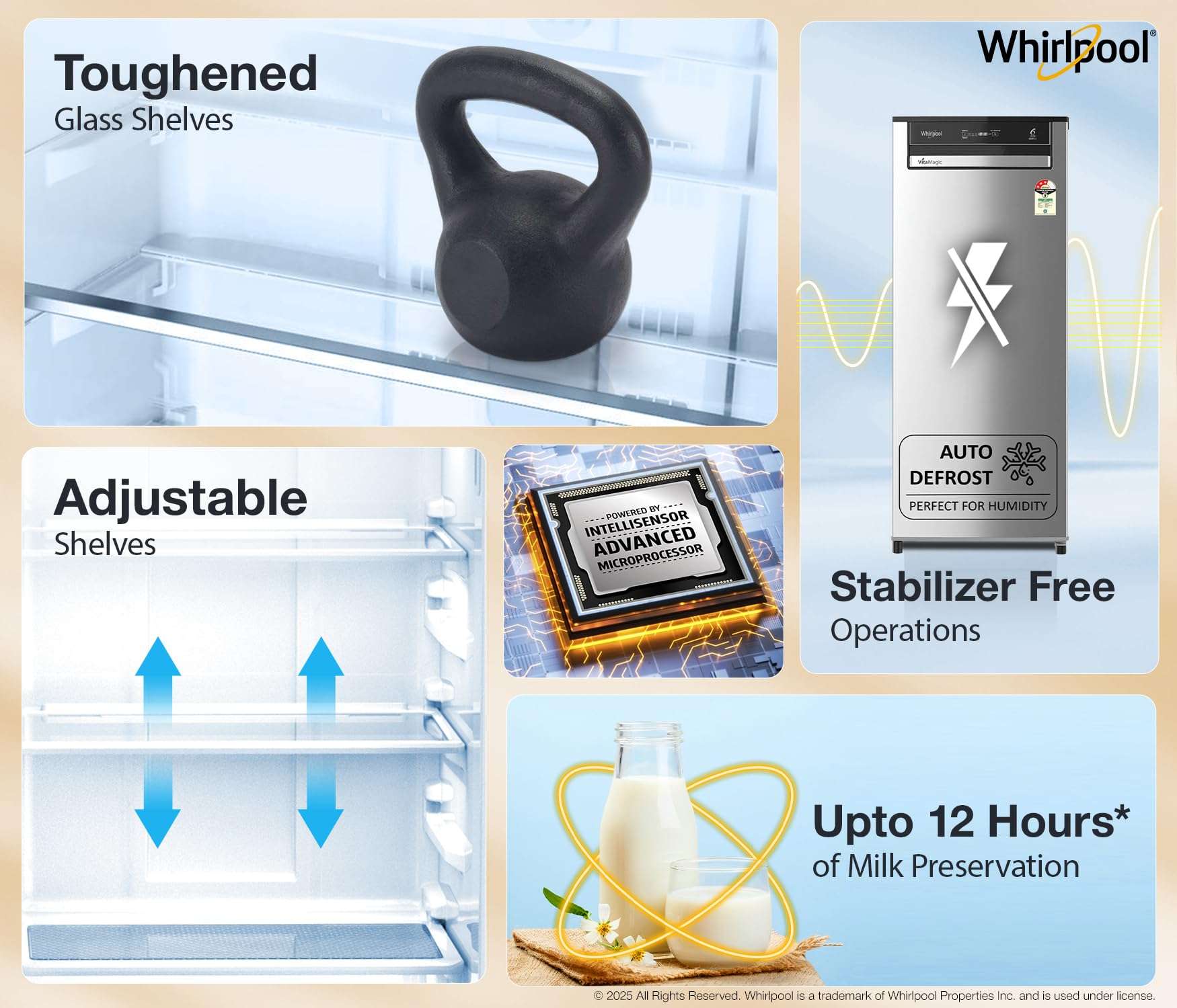 Whirlpool 192 L 3 Star Vitamagic PRO Frost Free Direct-Cool Single Door Refrigerator (215 VMPRO PRM 3S RADIANT STEEL-Y, Silver, Auto Defrost Technology, 2026 Model) 3