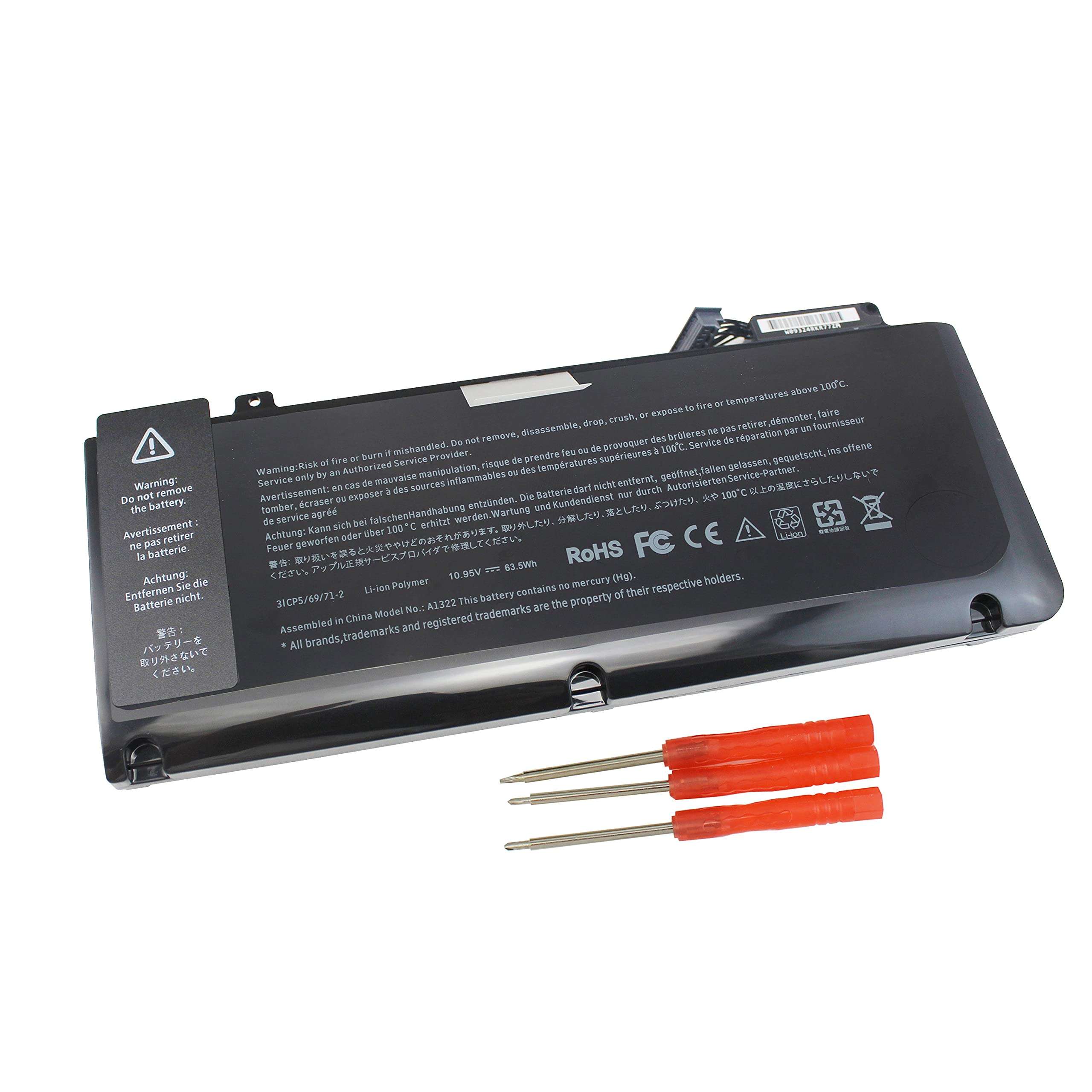 A1322 A1278 Laptop Battery Compatible for MacBook Pro 13 inch A1322 A1278 (Mid 2009 2010, Early 2011, Late 2011, Mid 2012) Series Fits: MB990LL/A MC724LL/A MD314LL/A 020-6547-A 661-5229 661-5557 1