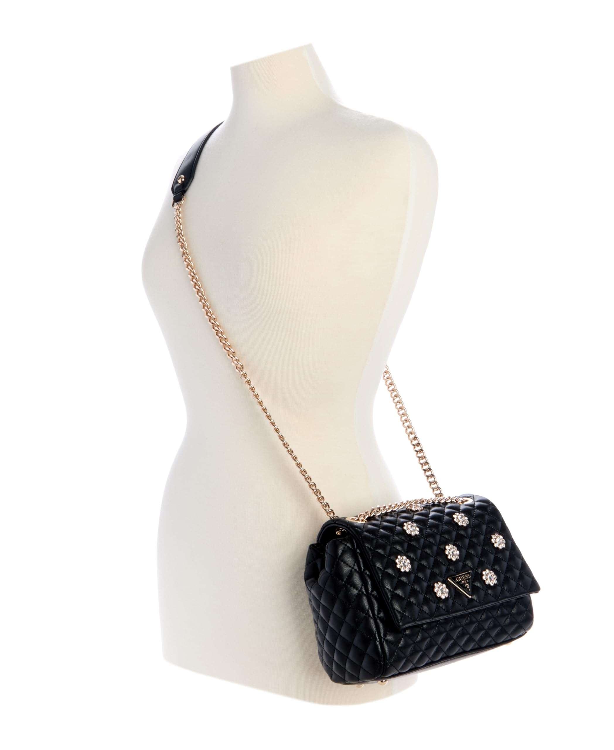 GUESS Everlee Convertible Crossbody Flap, Black 6