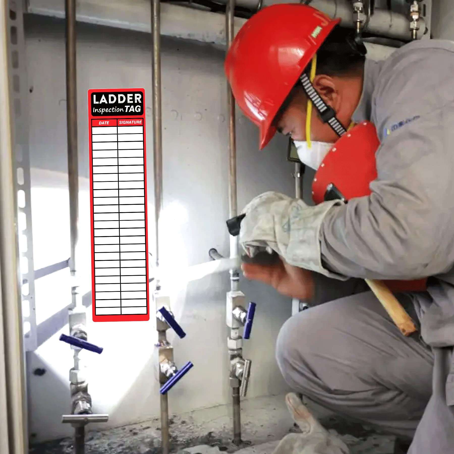 Ladder Inspection Labels 100 Pcs Safety Stickers for Ladders 8.5 x 2 Inch Red Safety Inspection Tags Stickers Vinyl Maintenance Labels Ladder Inspection Tags for Industrial 3