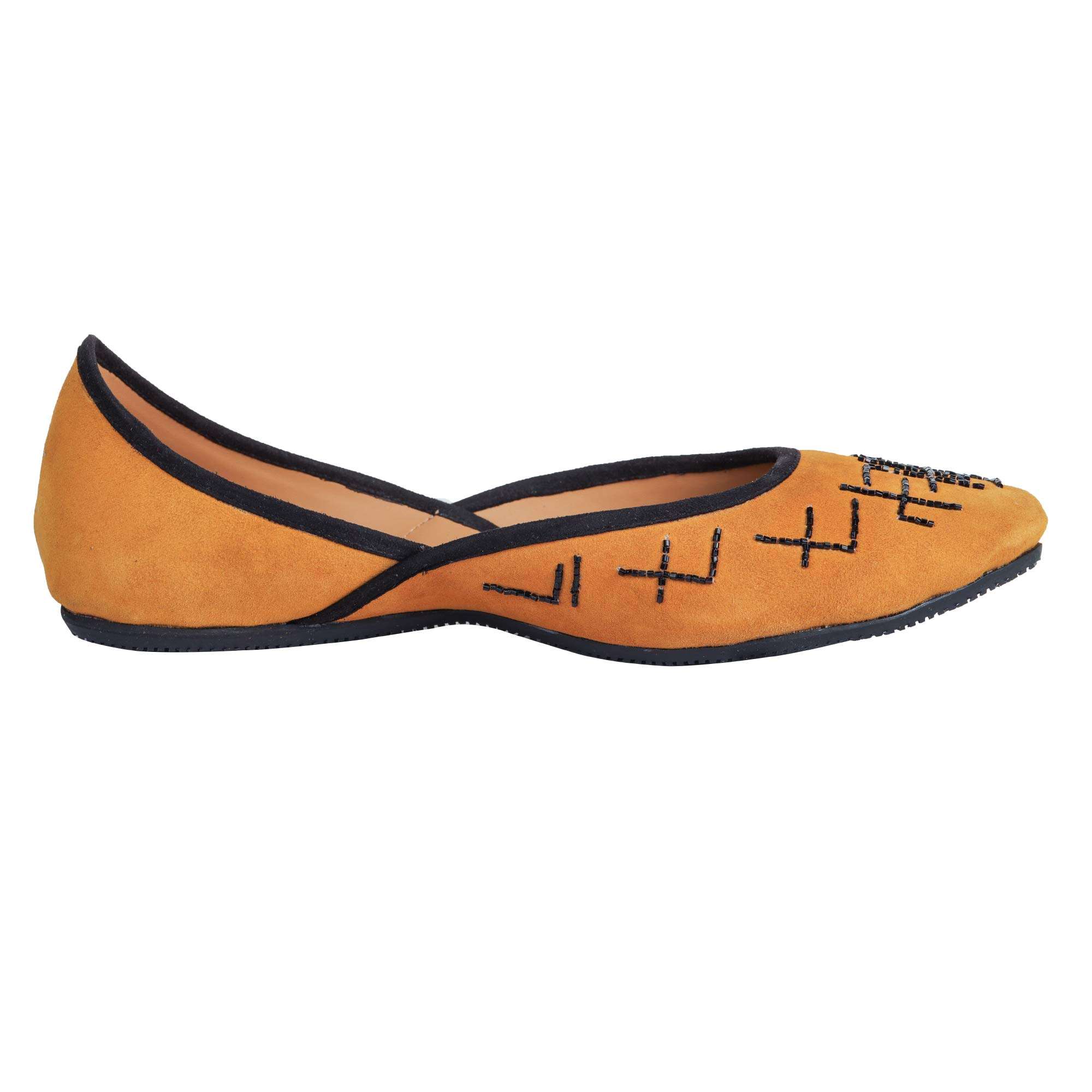 Amica Slexia Women's Leather Stylish Traditional Jutis & Mojari (Tan_Size-3) 5