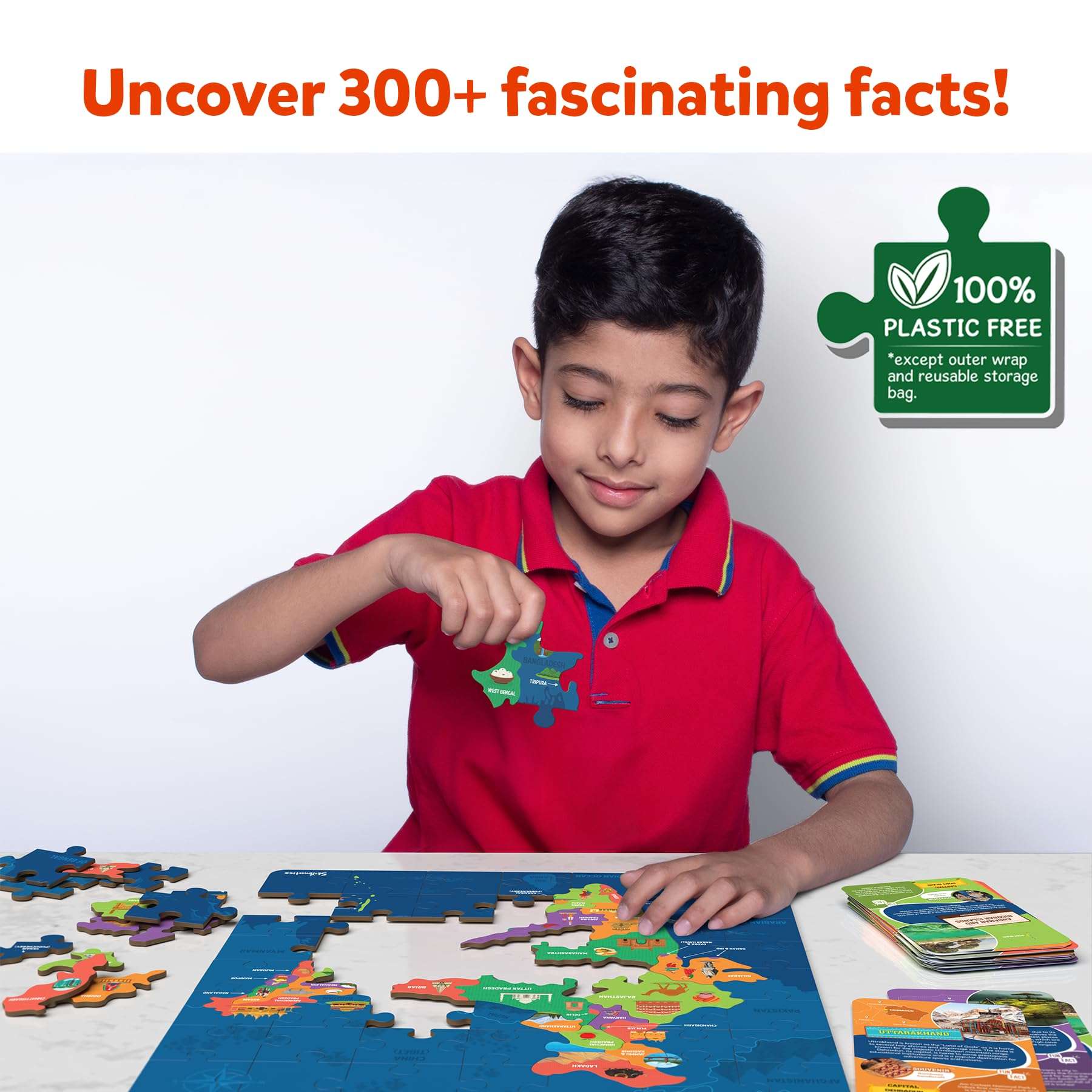 Skillmatics India Map Puzzle - 70 Pieces, Educational Toy for Learning 300+ Facts About India, Gifts for Ages 6 to 12 Kids 6