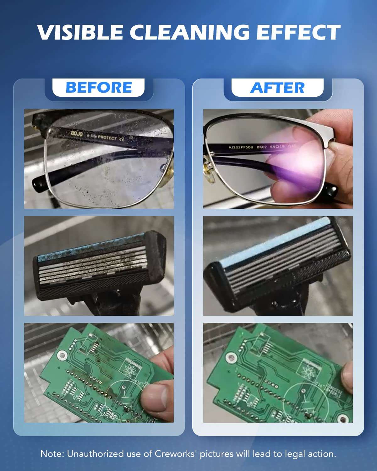 CREWORKS 2L Ultrasonic Cleaner with Heater & Timer, 60W 304 Stainless Steel Sonic Cleaner, 0.5 gal Compact Ultrasonic Parts Cleaner, Professional Lab Ultrasonic Cleaner for Jewelry Watch Coin Glasses 4