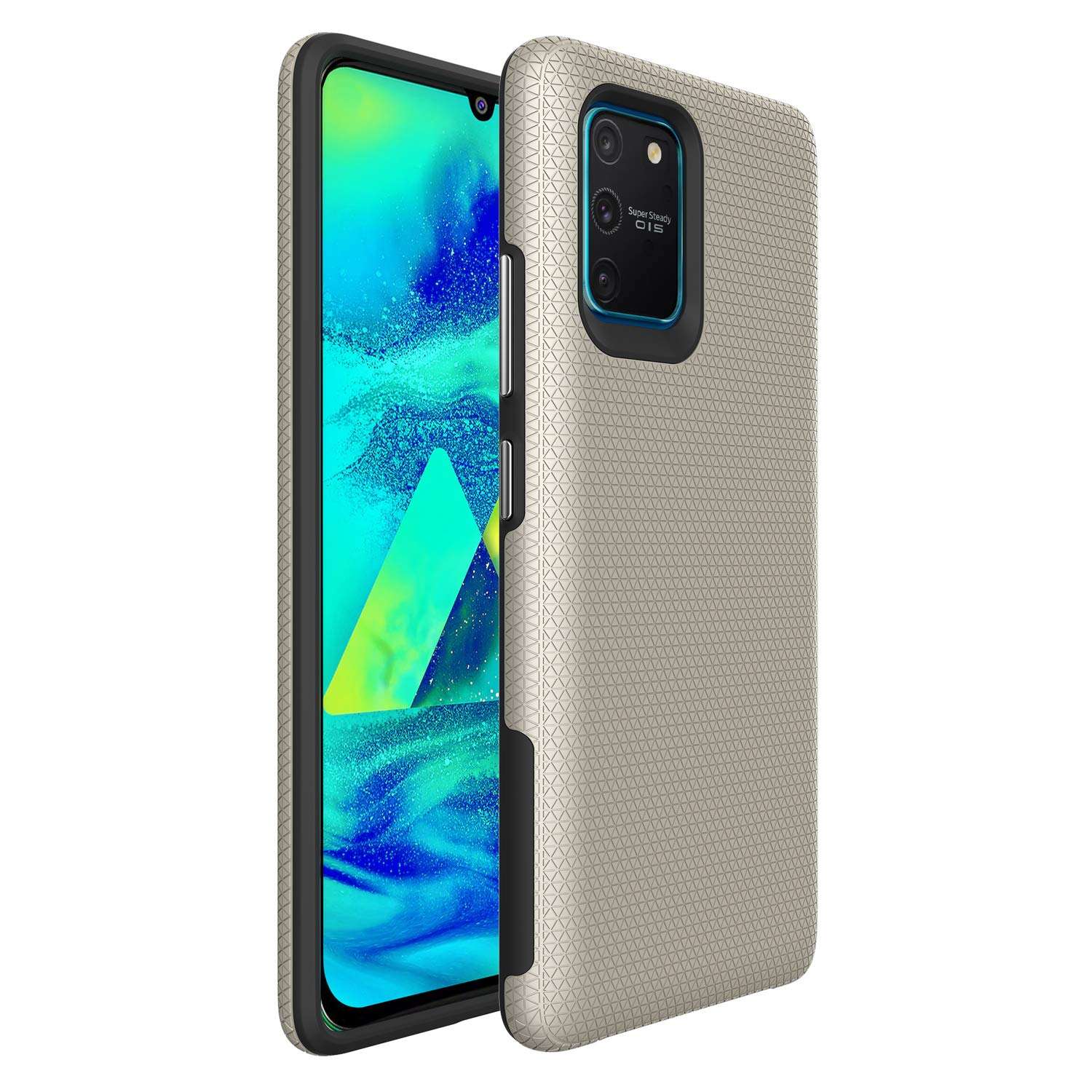 Thinkart Galaxy S10 Lite (2020) Case with Tempered Glass Screen Protector,Anti-Slip Non-Slip Texture Protection Hard Cover for Samsung Galaxy S10 Lite,Galaxy A91,Galaxy M80S Phone (Golden) 2