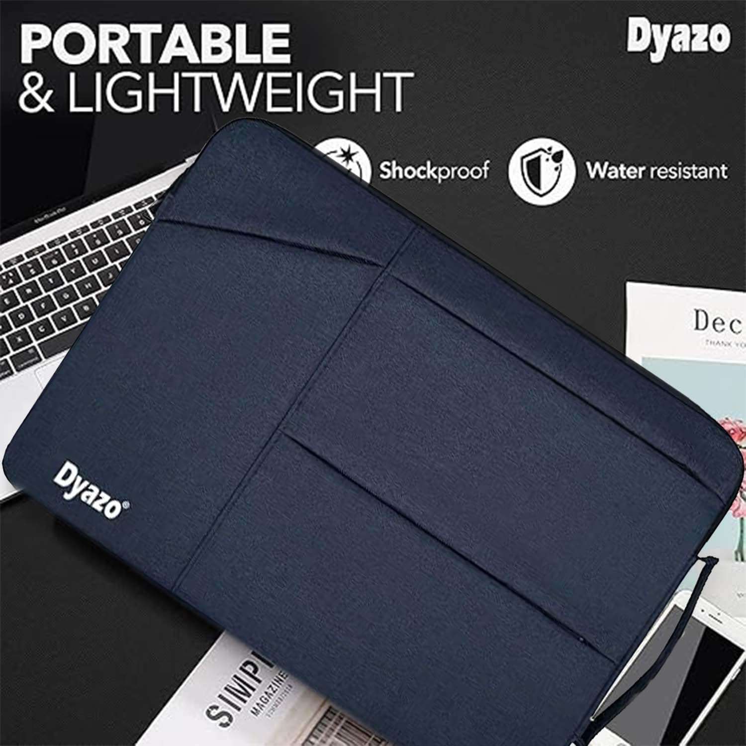 Dyazo 15-15.6 Inch Laptop Sleeve Bag with Three Front Pocket | Water Resistant & Shockproof Protective Cover with Charger Pouch | Compatible for Dell, HP, MacBook, Lenovo, Asus, Acer & More (Blue) 4