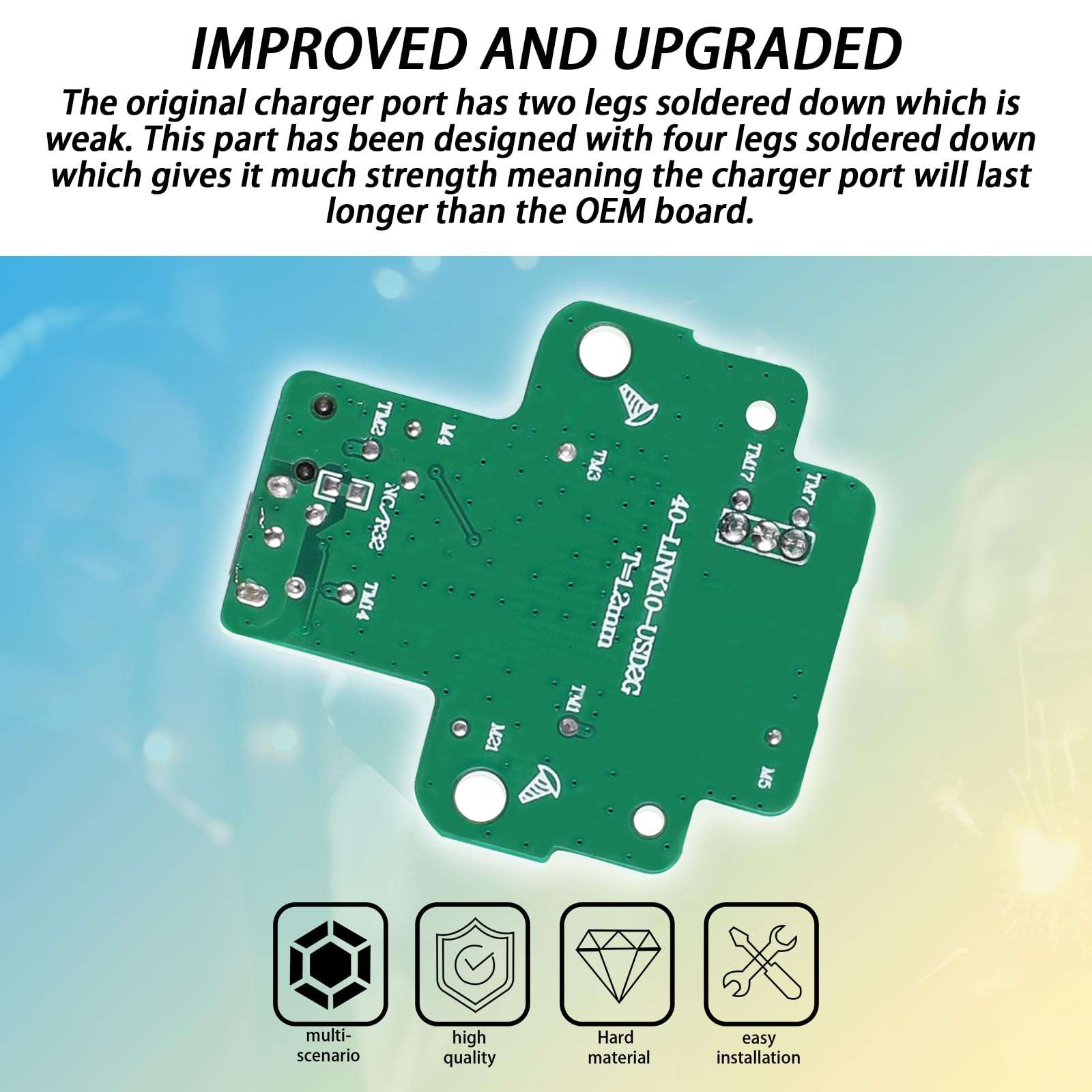 Ciuouient Upgrade 40-LINK10-USD2G Speaker Charging Port Board Compatible with JBL Link 10 Power Motherboard Replacement Part,USB Charger Charging Port PCB Dock Connector 6