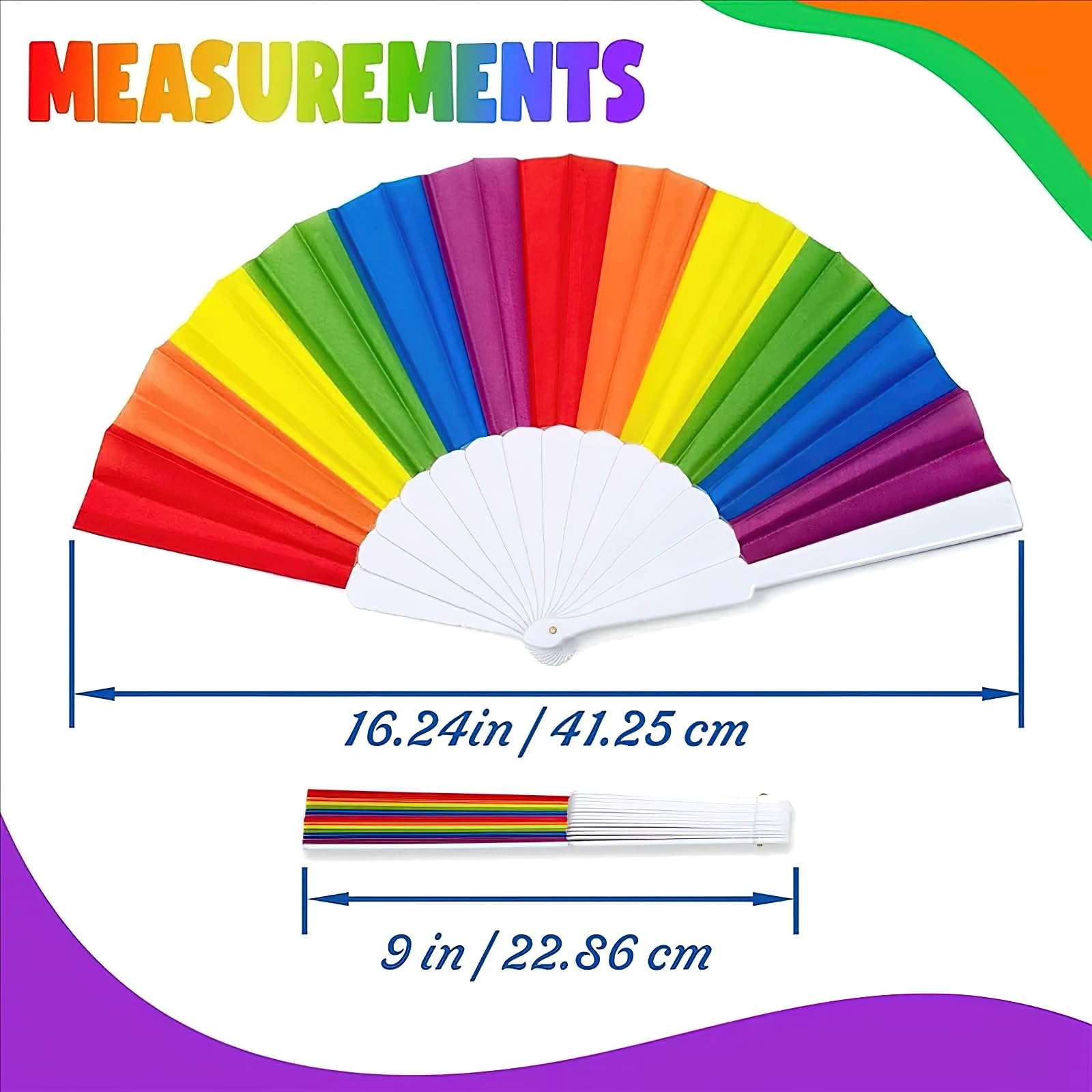 AUOCATTAIL 2PCS Rainbow Hand Fan Rave Fan Handheld Pride Fan Festival Fan Clack LGBT Month Fans Folding Fans for Women Men 3