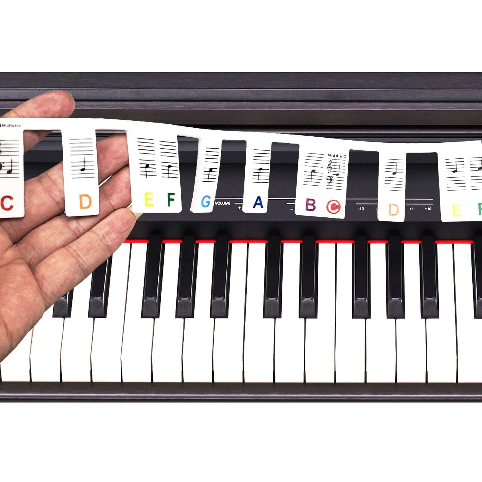 Piano Key Stickers, Removable Piano Keyboard Note Labels, Colorful 88 Key Full Size Silicone Reusable Piano Note Stickers for Beginners, No Need Stickers 1