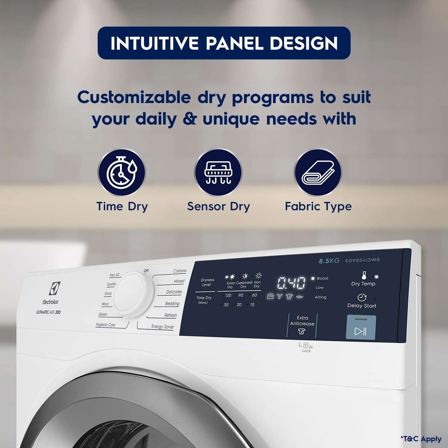 Electrolux 7.5Kg Fully Automatic Front Load Venting Dryer, Scandinavian Design with Reverse Tumbling, Smart Sensors, Colour Care Function, White, UltimateCare 300, EDV754H3WB 6