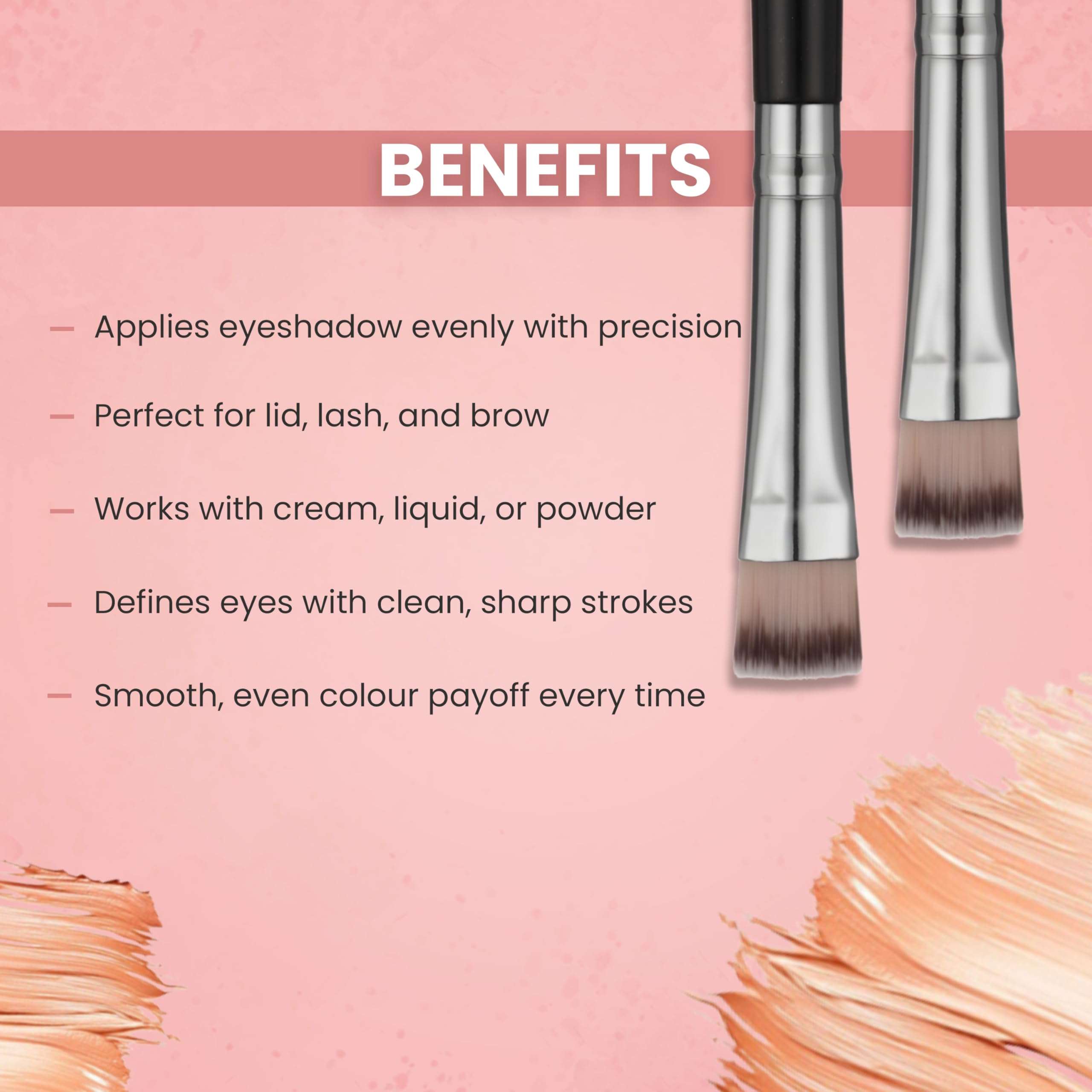 London Prime Professional HD Flat Eyeshadow Brush, Synthetic Bristles, Multi-Purpose Eye Makeup Applicator, Feather Soft (LP328) 3